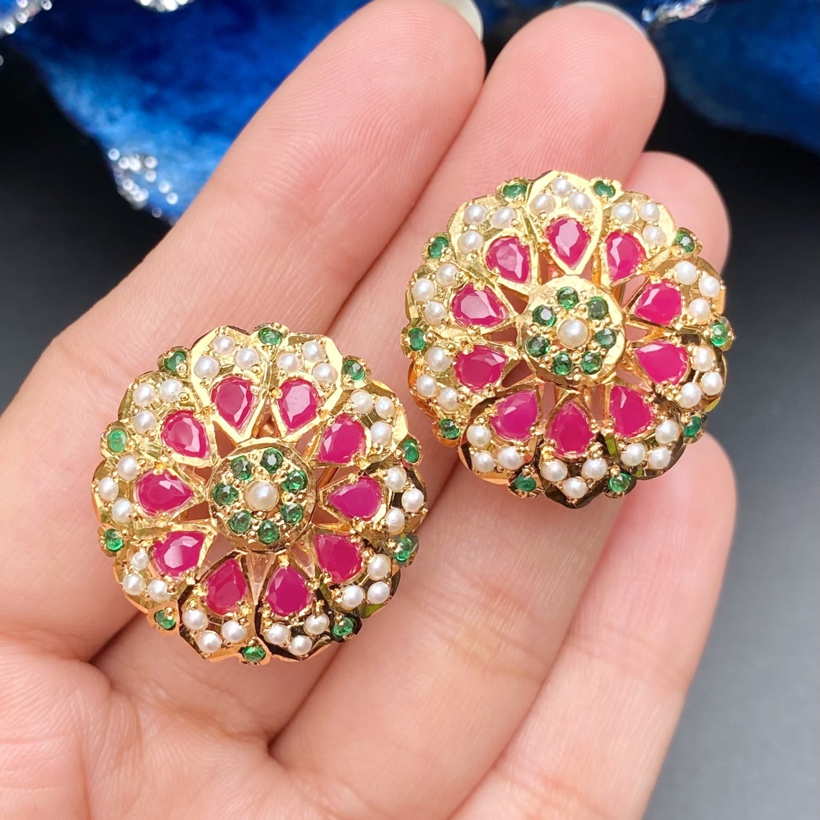 ruby emerald studs