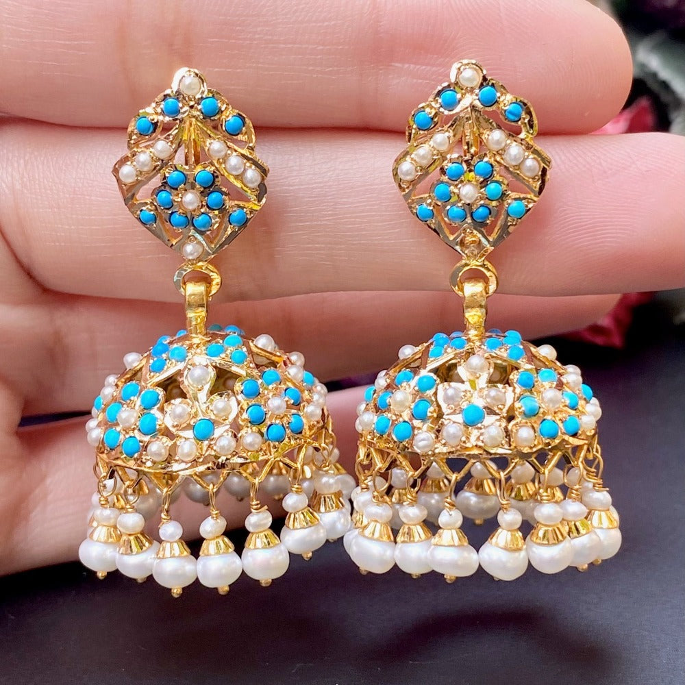 feroza jhumka in gold