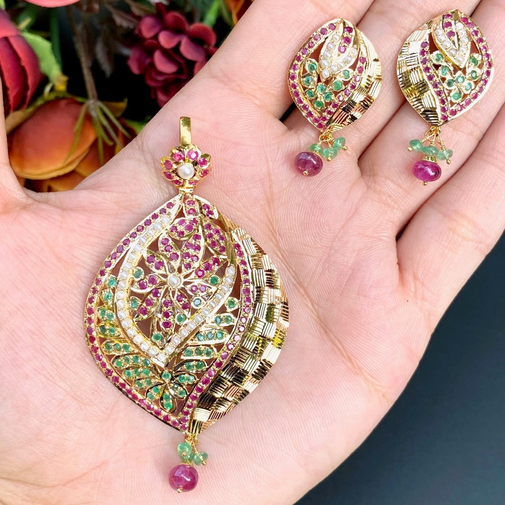 jadau pendant set gold kuwait