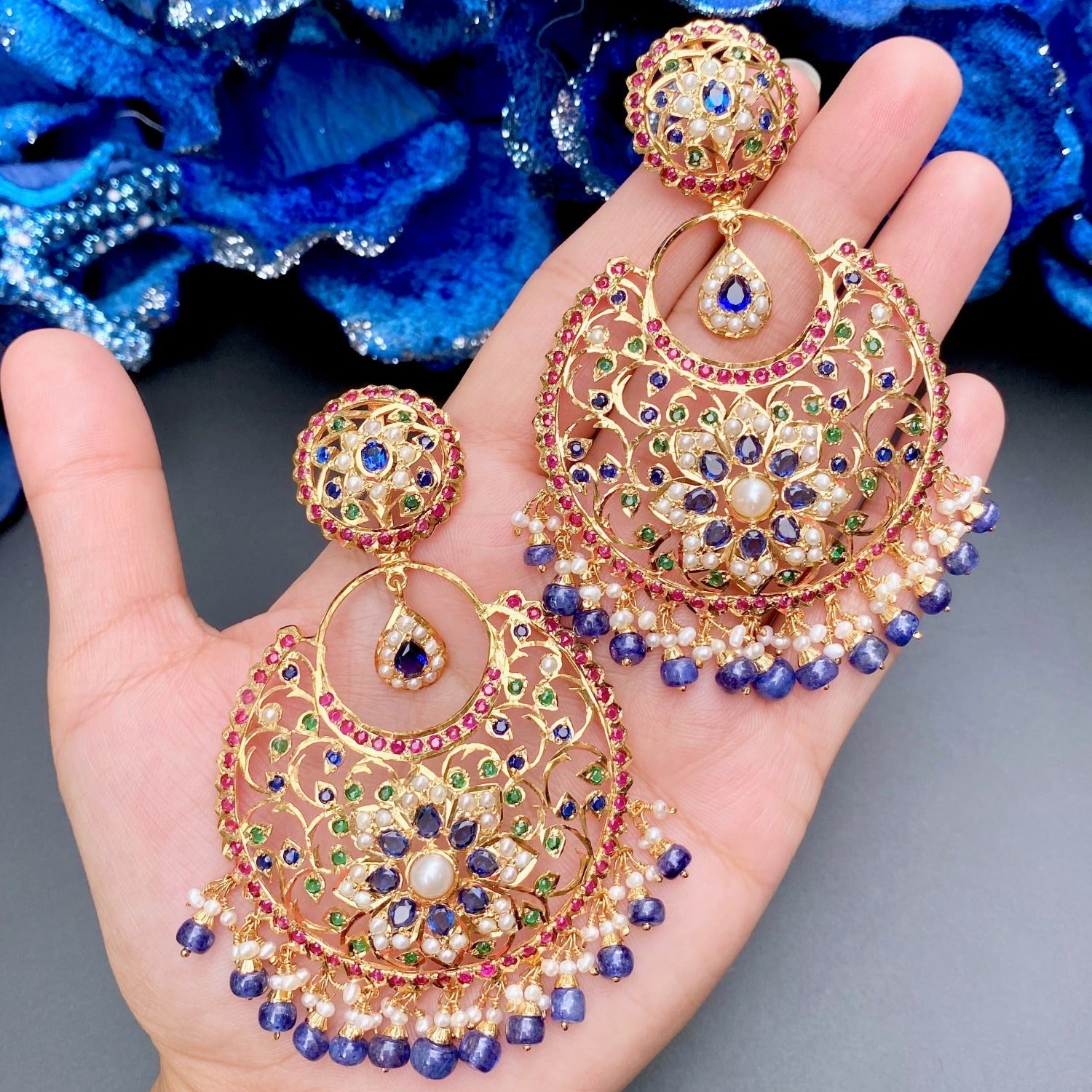 large bridal chandbali earrings