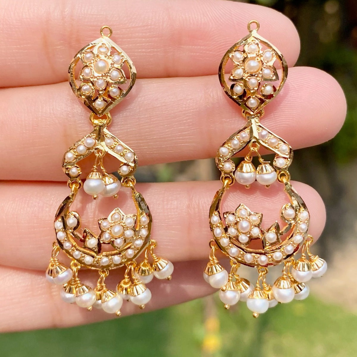 cute lightweigh pearl earrings 22k gold gift for her