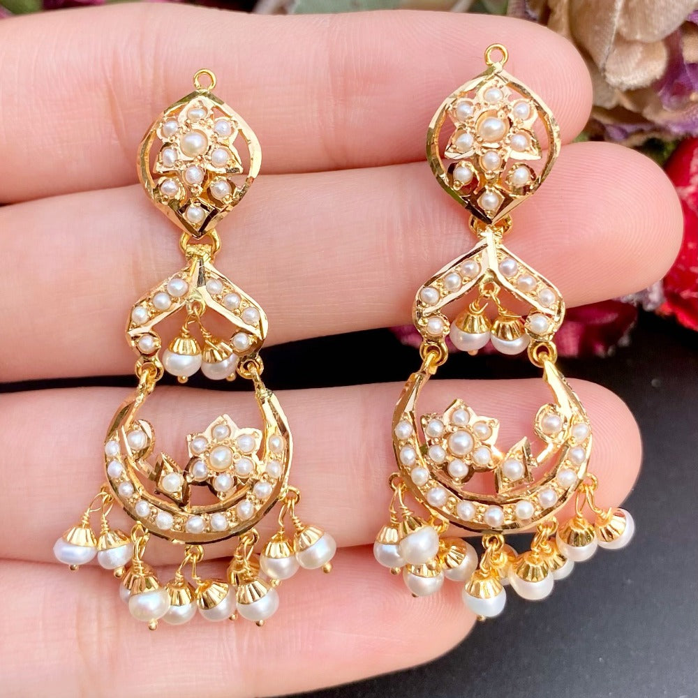 cute lightweigh pearl earrings 22k gold gift for her