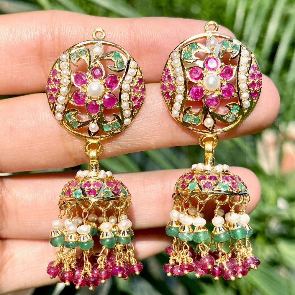 multicolor jhumki in 22k gold