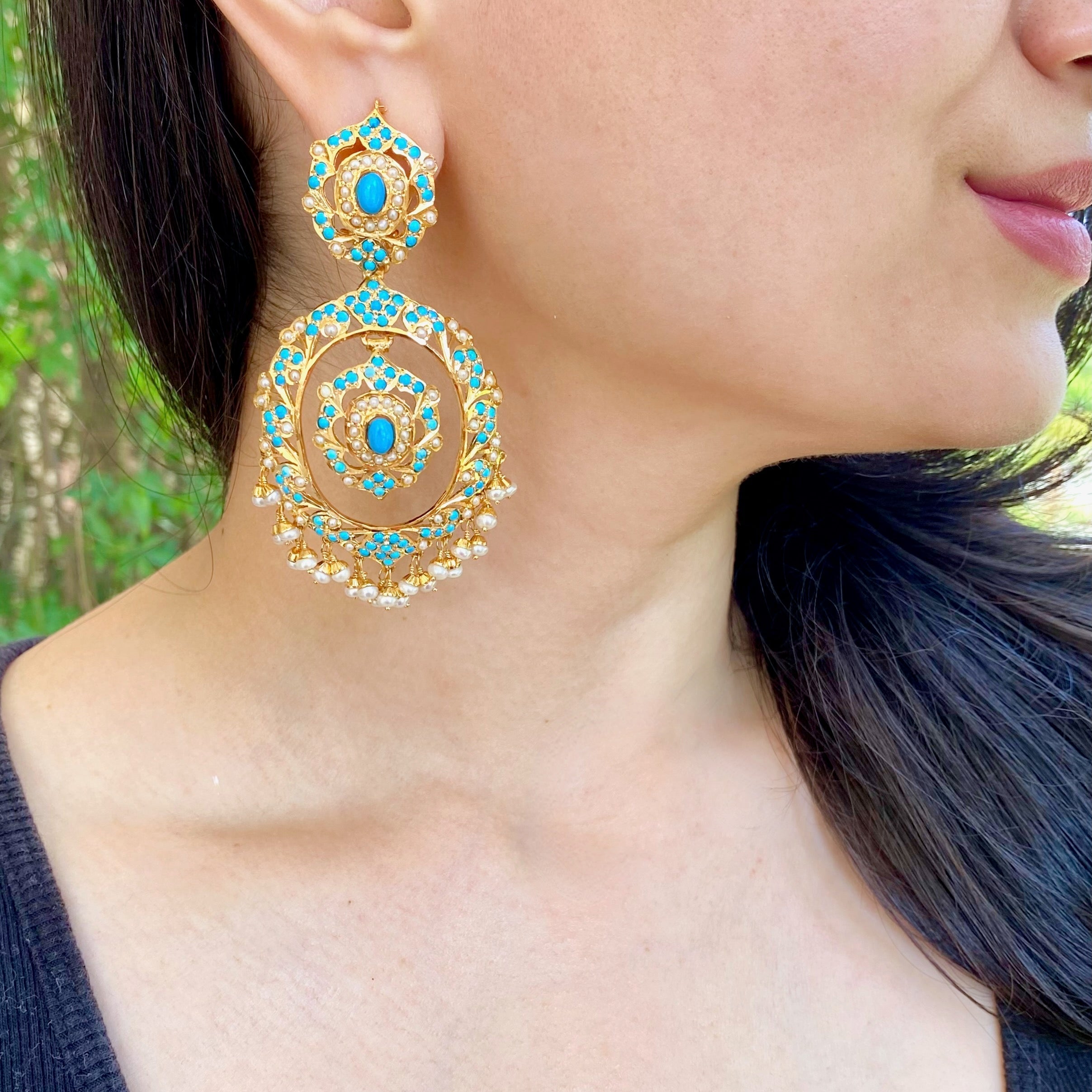 big indian feroza earrings