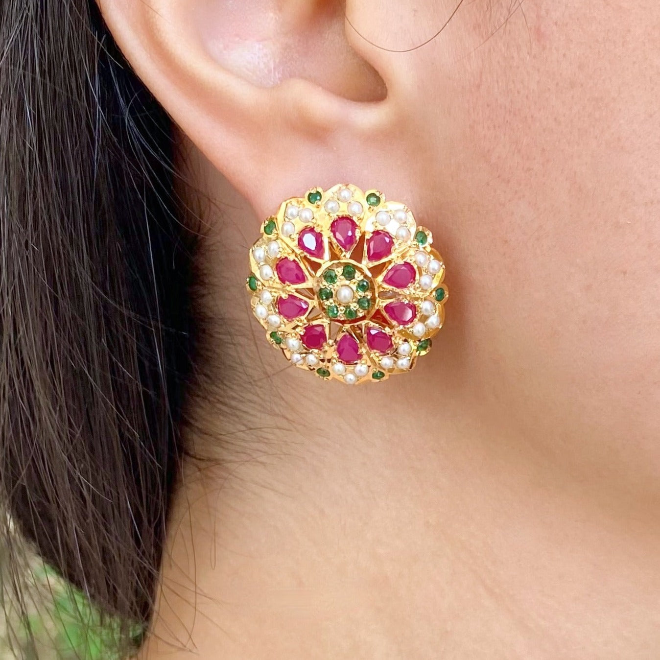 Statement Stud Earrings | Round Tops | For Women ER 623