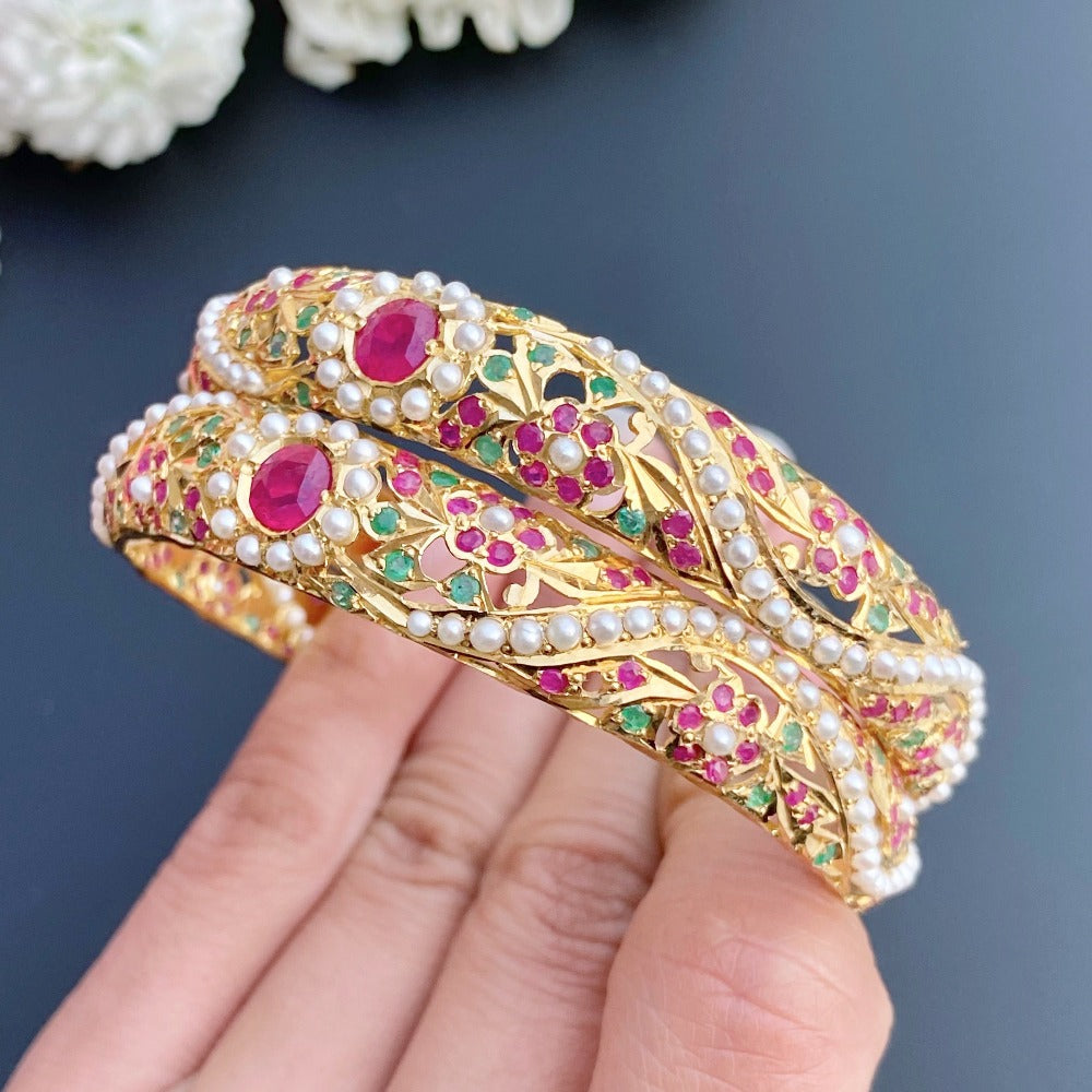 jadau bangles in real gold