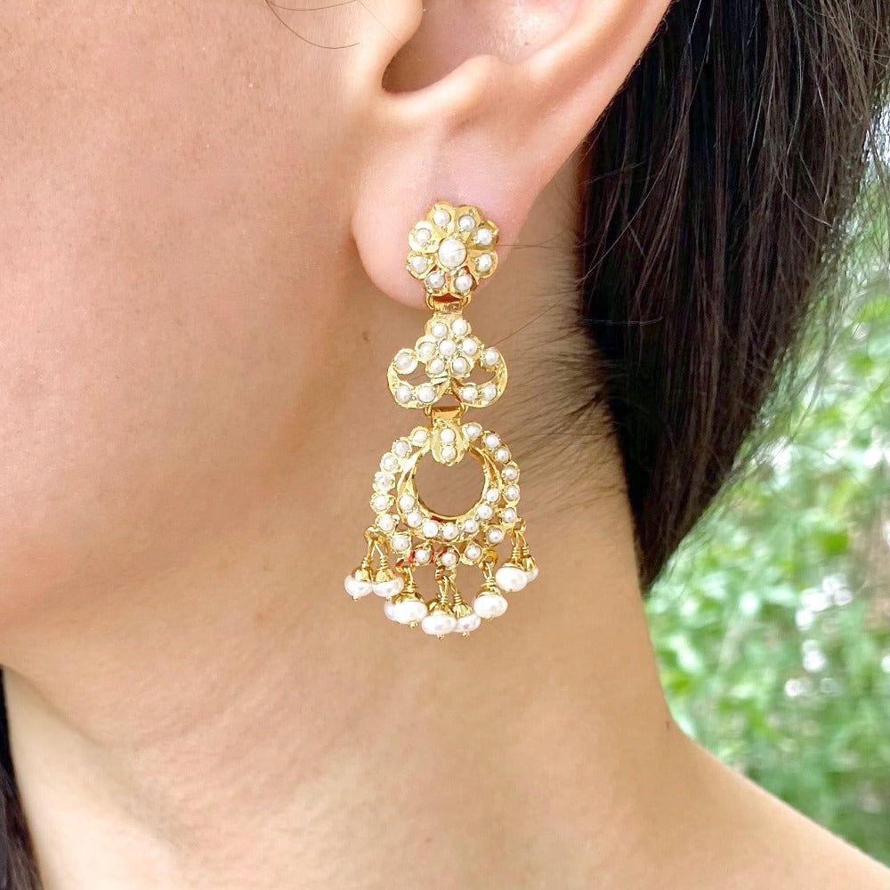 long and dainty pakistani chandbali earrings