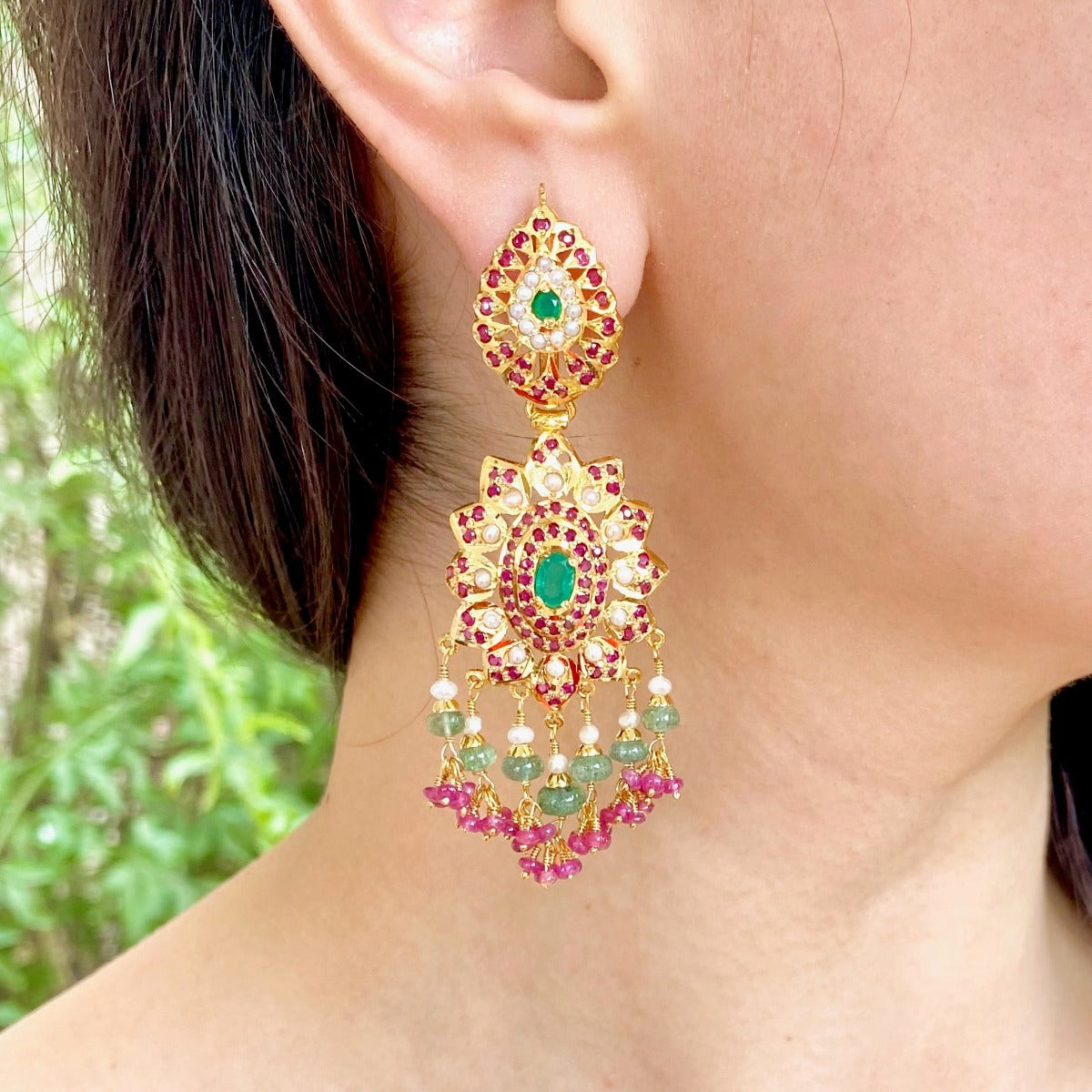 Multicoloured Light & Comfortable to wear Earrings in Gold Plated Silver ER 392