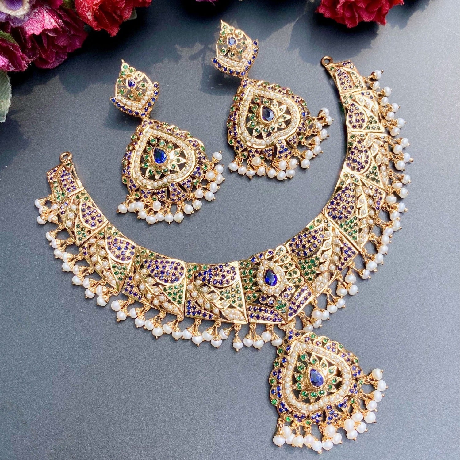 bridal wear set in sapphire colors