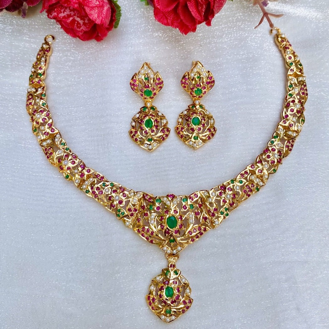 classic indian multicolor traditional punjabi jewelry on silver