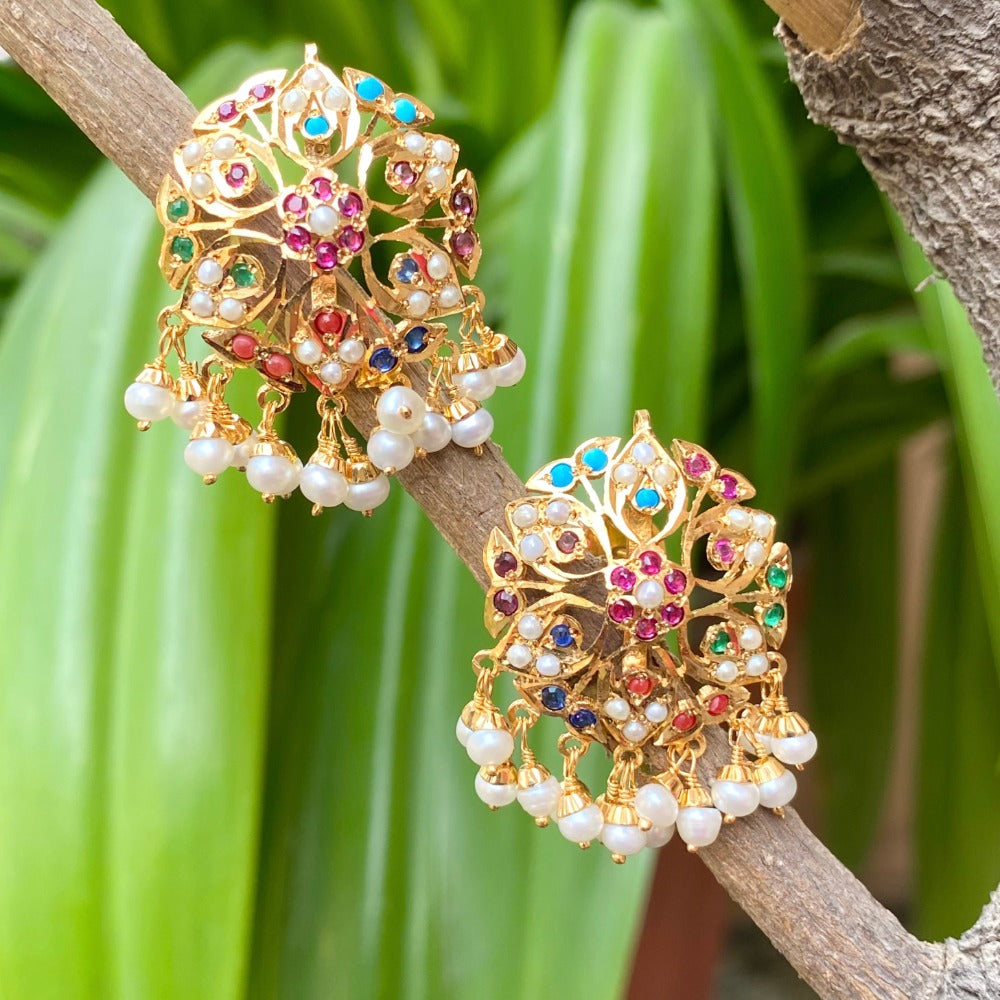 gold plated navrattan studs