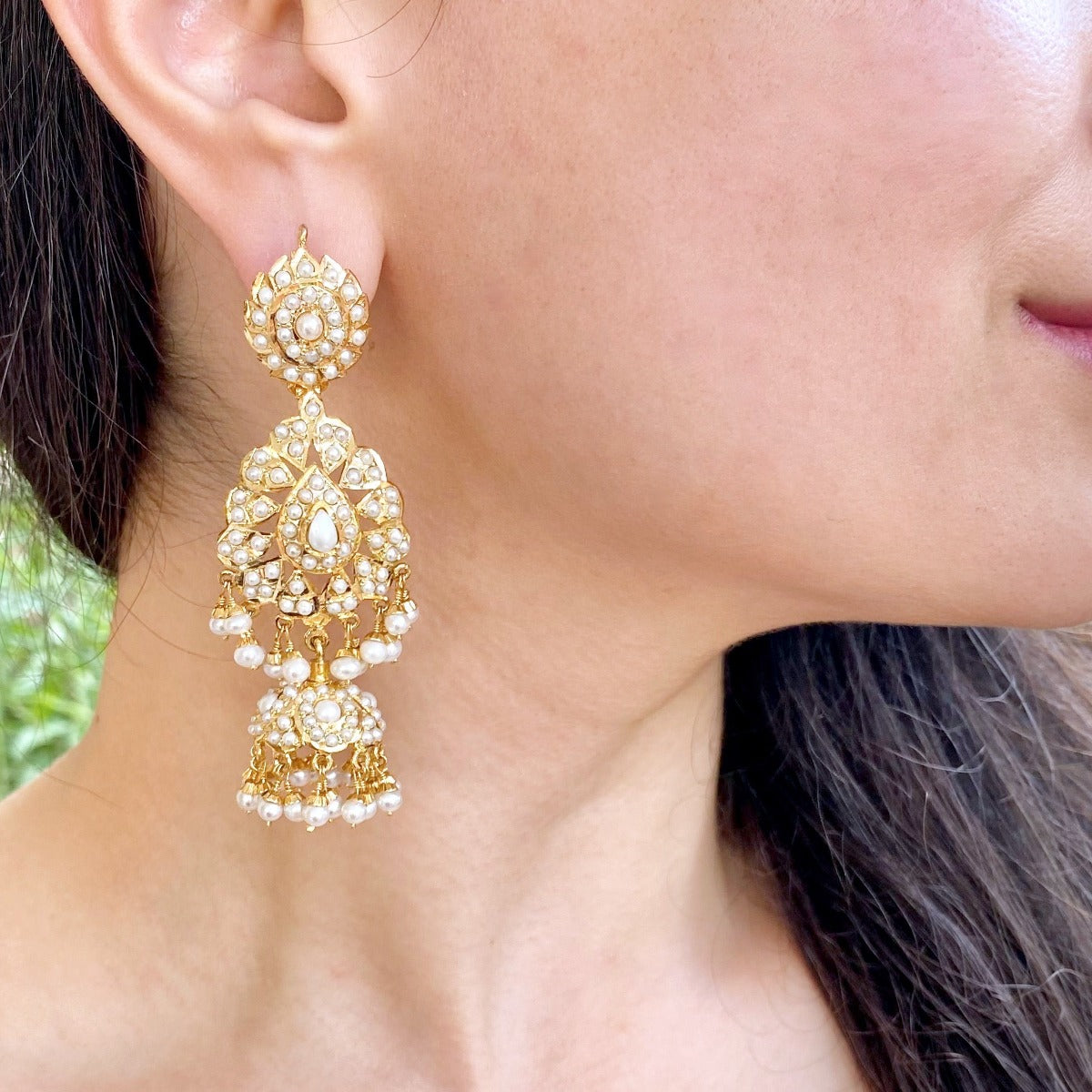 gold plated long jhumka