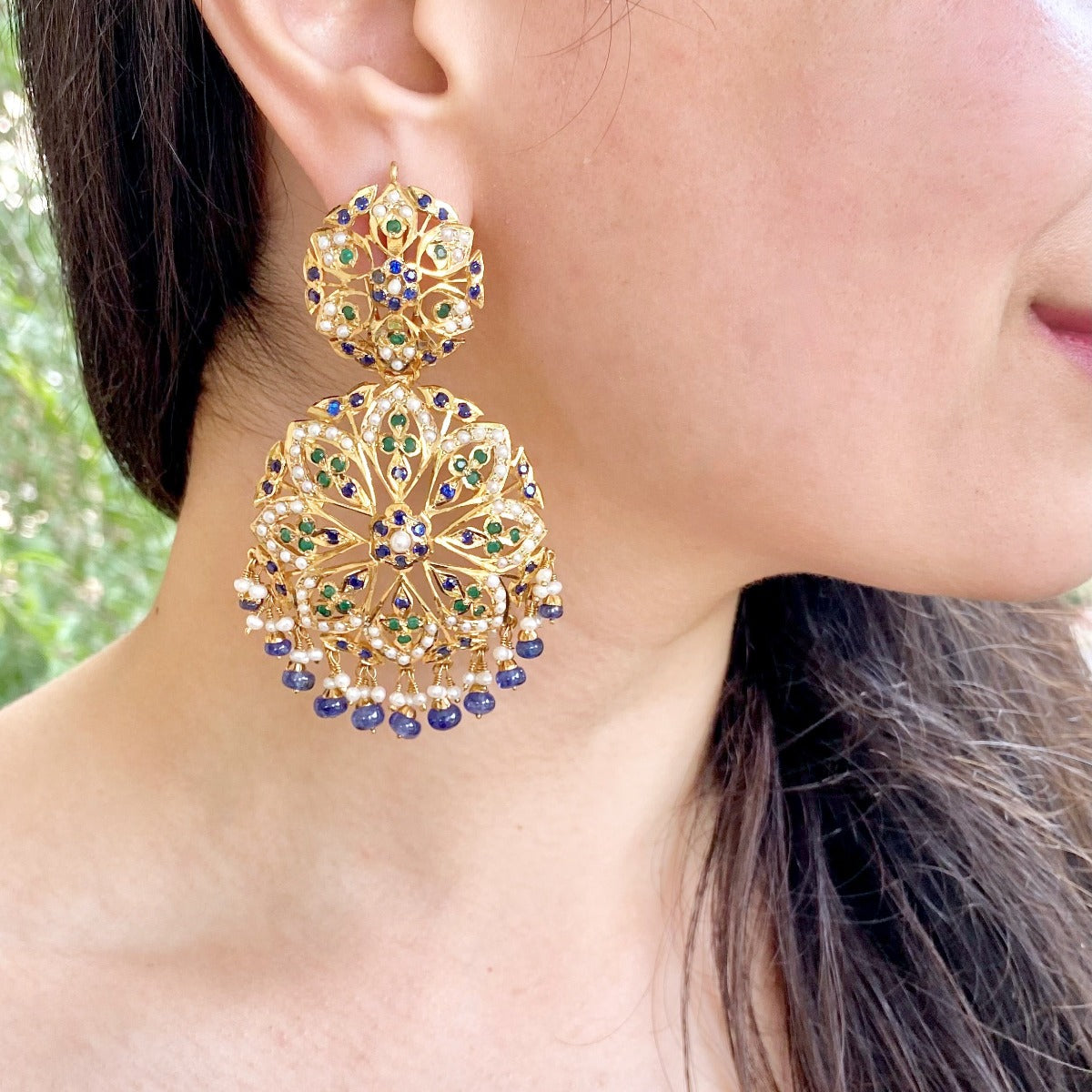 Attractive Indian Earrings | Multicolored Jewelry for Women | Gold Plated on 925 Silver ER 309