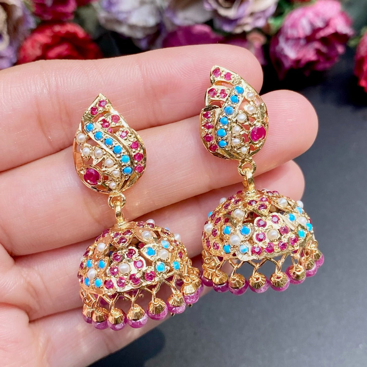 jadau jhumka gold plated