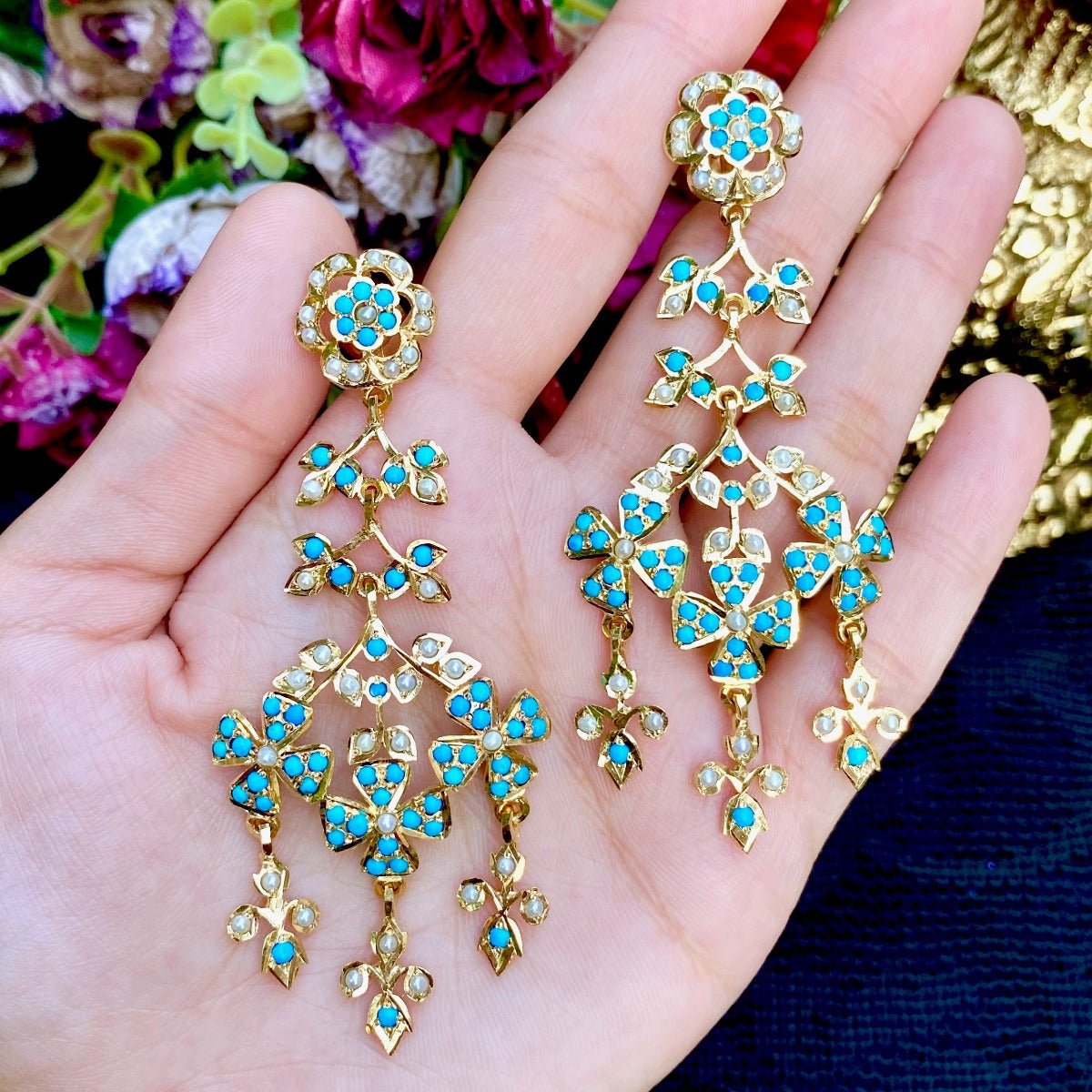 antique style long indian indo western earrings