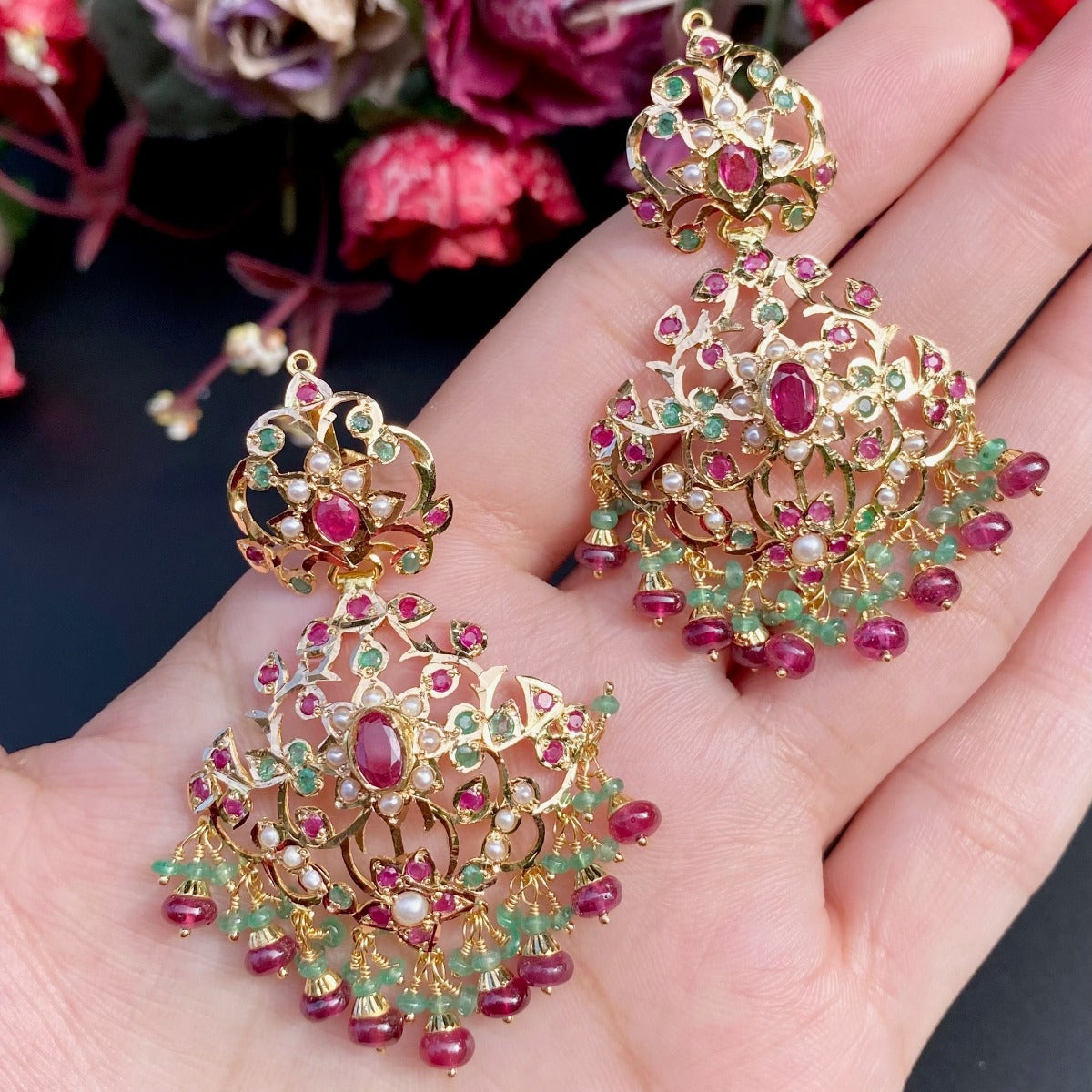 statement rajasthani jadau earrings