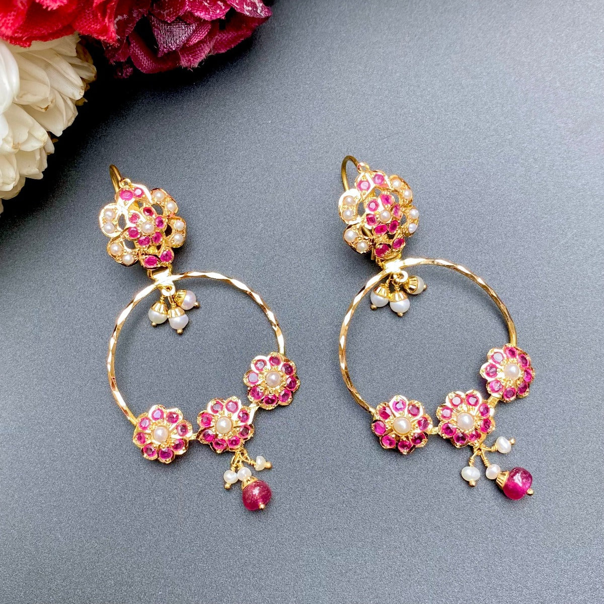 gold chandbali earrings under 1 lakh