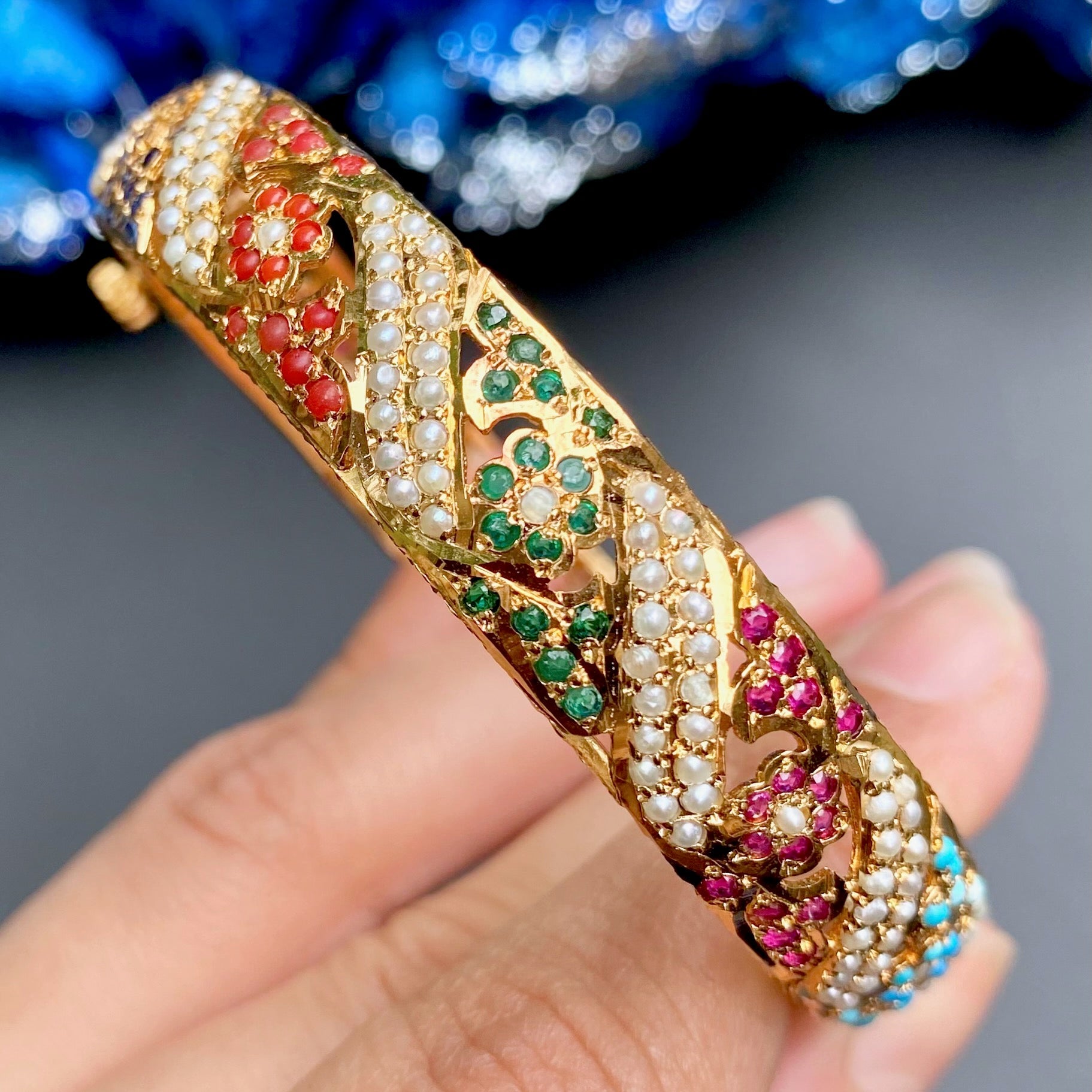 Navaratna Jadau Bangle | Intricately Handcrafted Indian Jewellery BG 083