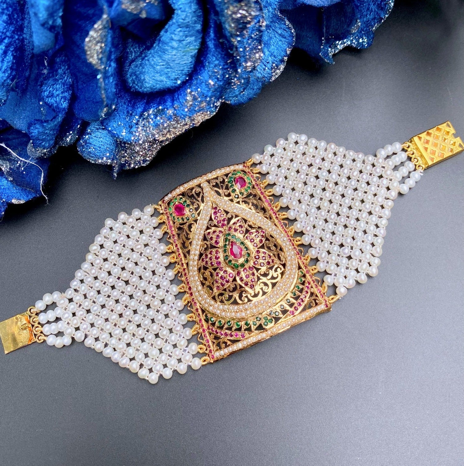 gold plated jadau bahi for women