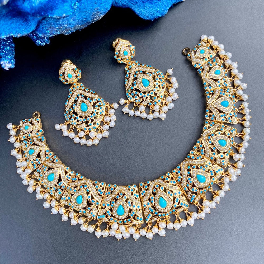 rajputana necklace set in feroza