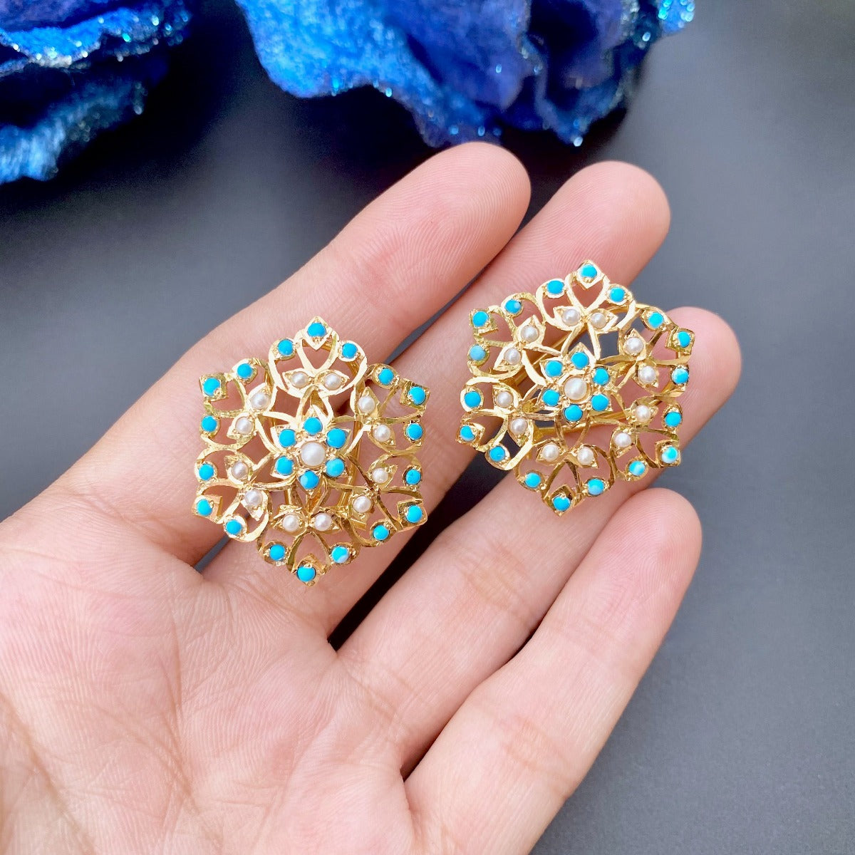 real gold jadau studs