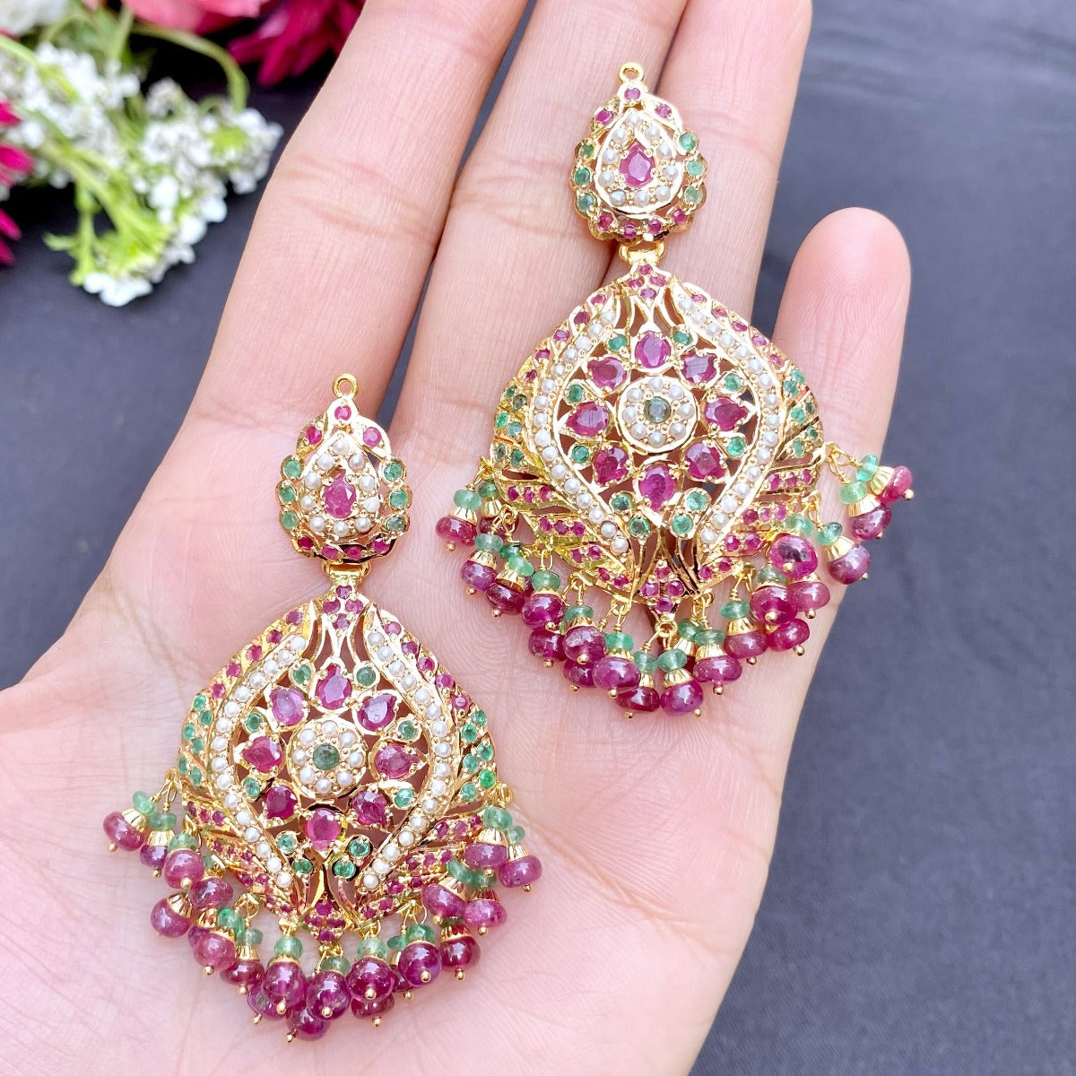 large and heavy gold rani haar set jadau