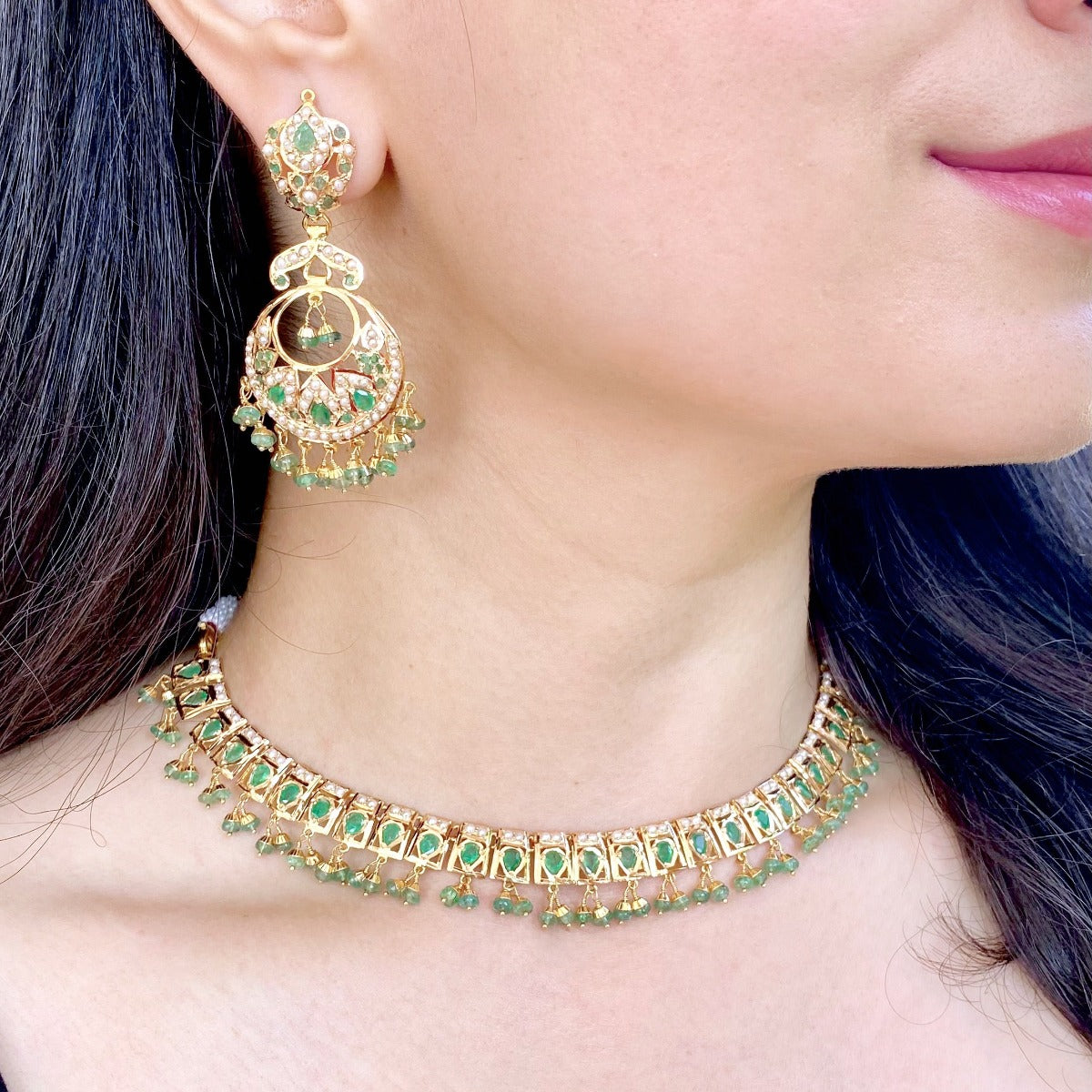 emerald necklace set gold