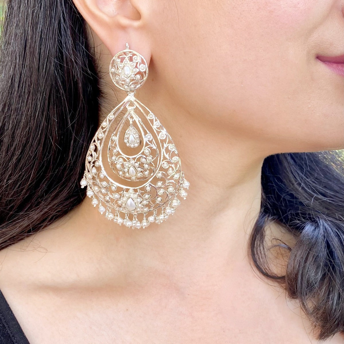 large silver earrings for women