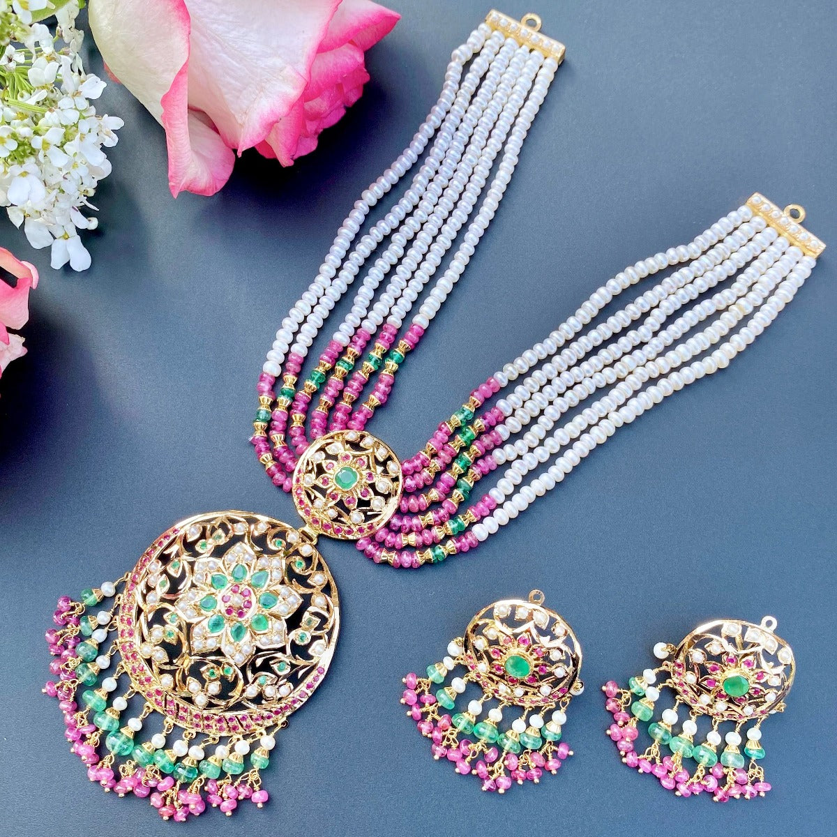 pakistani jadau choker necklace set dubai