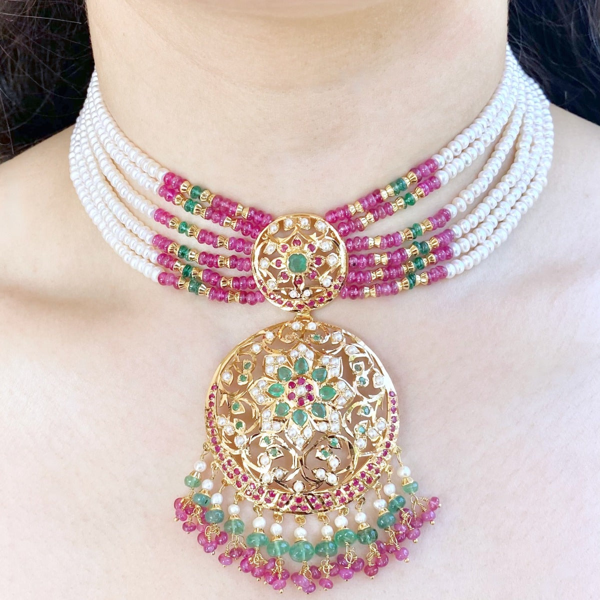 pakistani jadau choker necklace set dubai