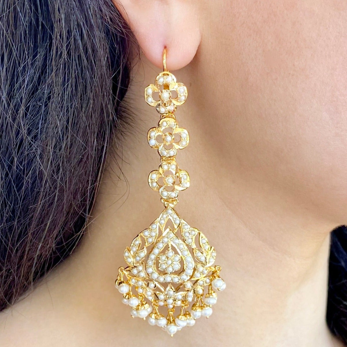 long gold plated long earrings