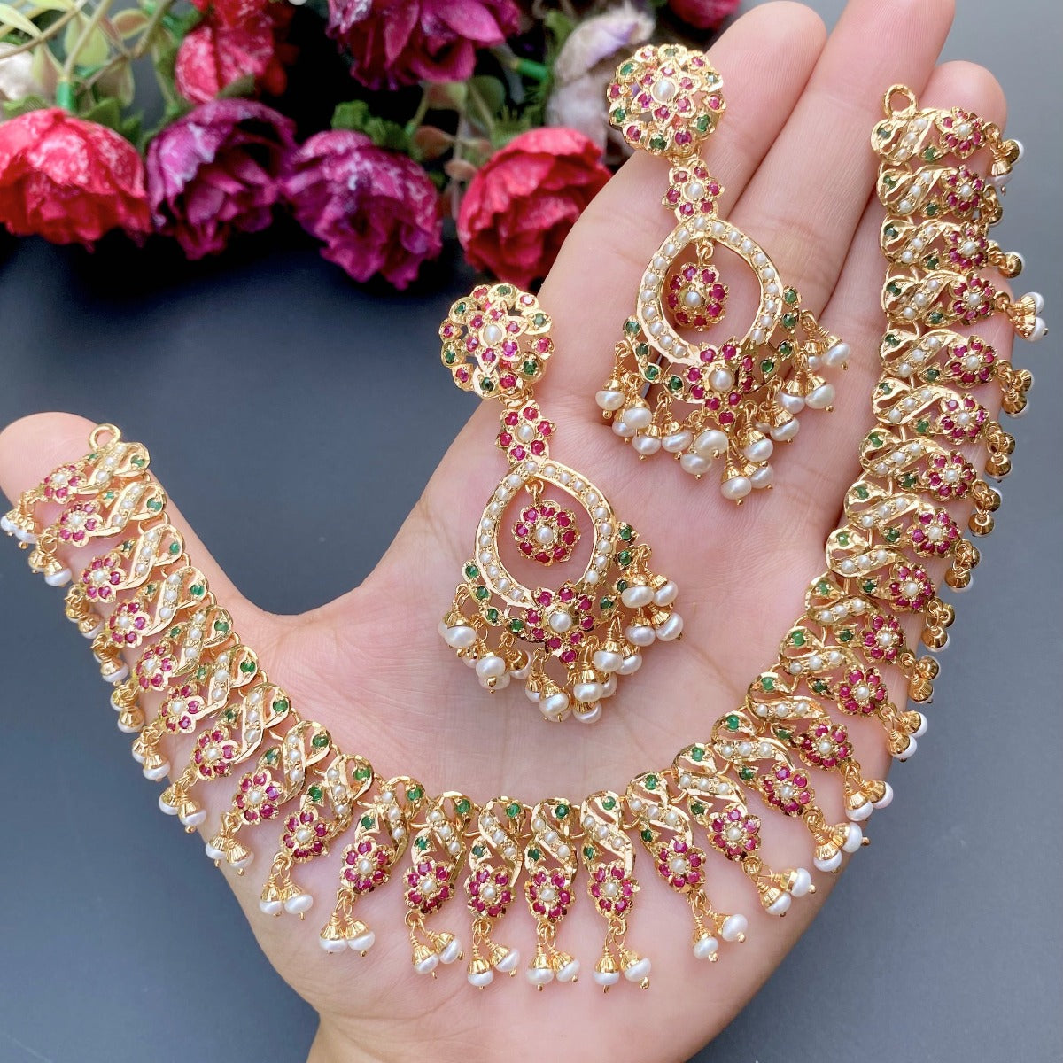 gold plated jadau set