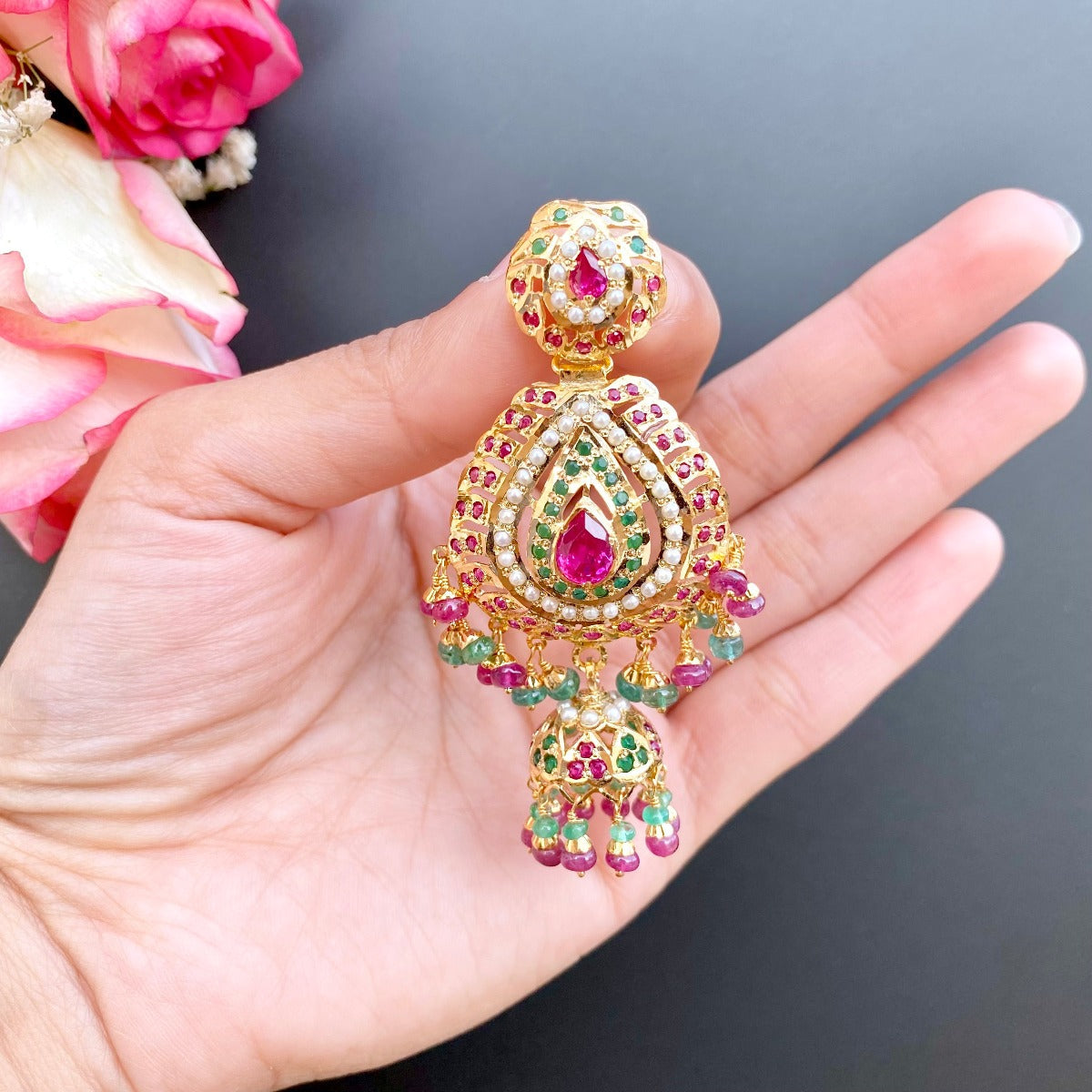 rajpooti jhumka earrings gold plated silver