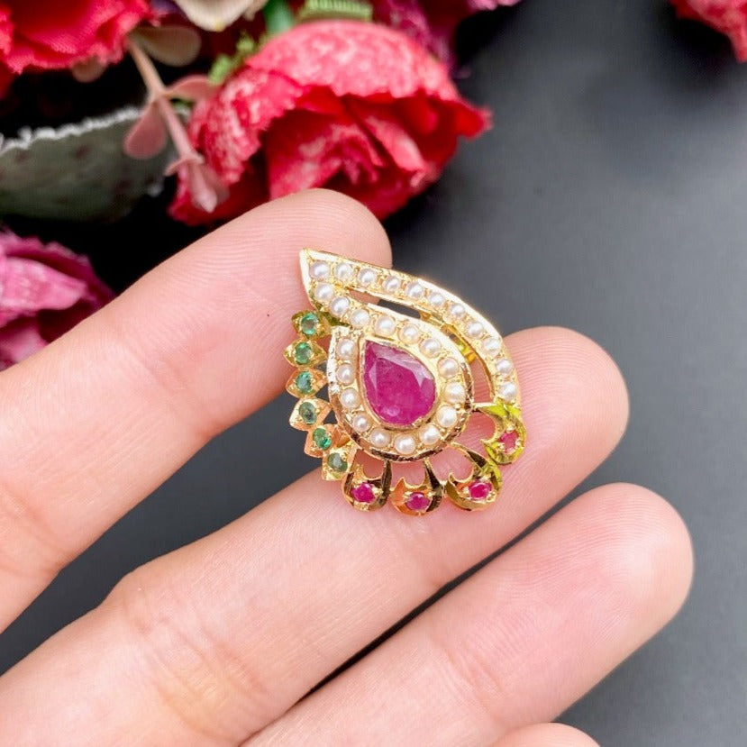 amritsari jadau gold cocktail ring