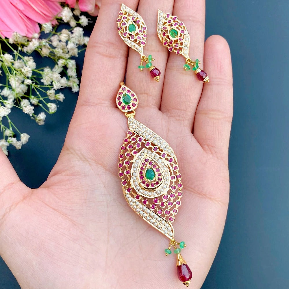 ruby emerald pendant set bahrain