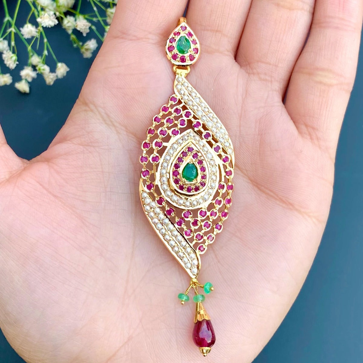 ruby emerald pendant set bahrain