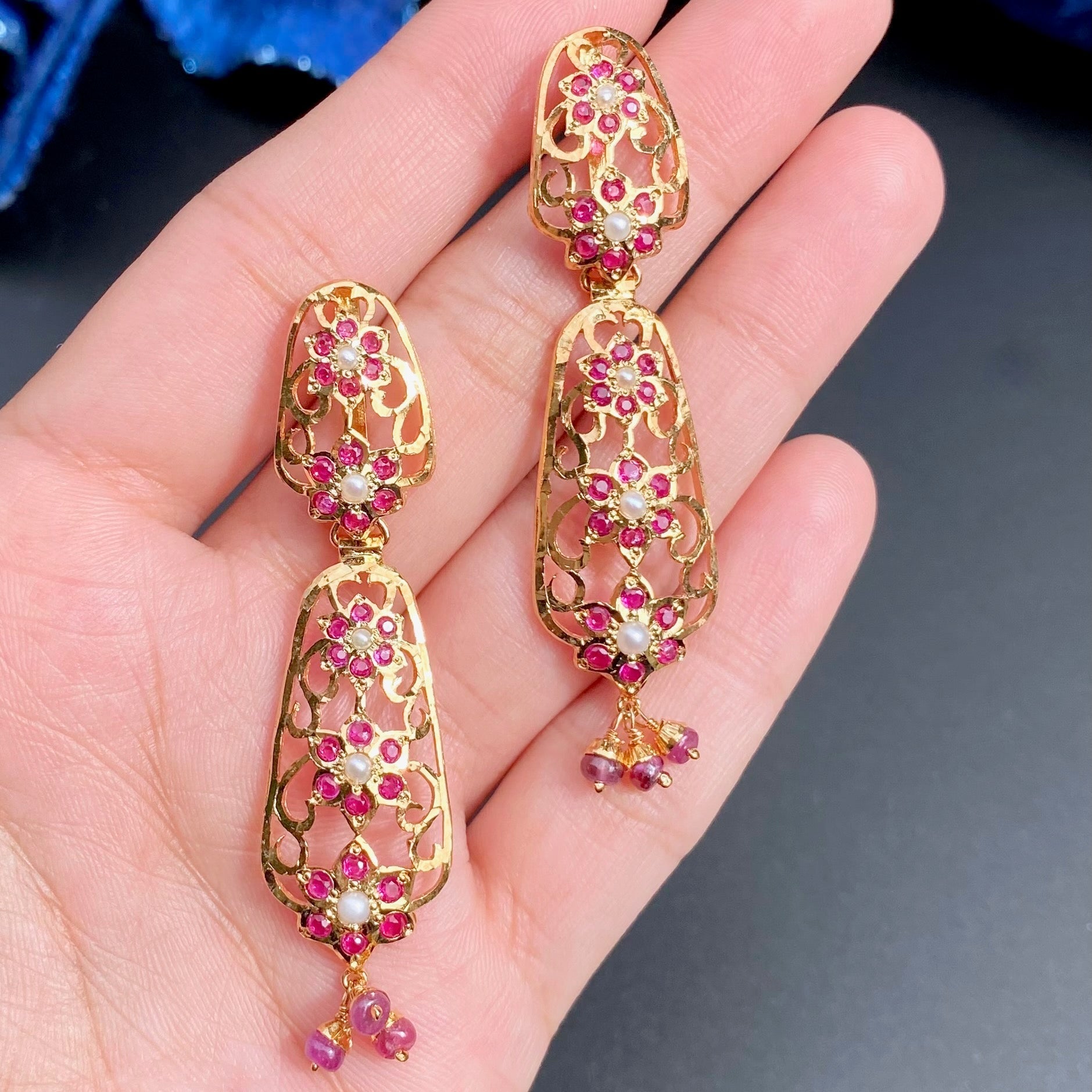 buy ruby earrings gold plated online