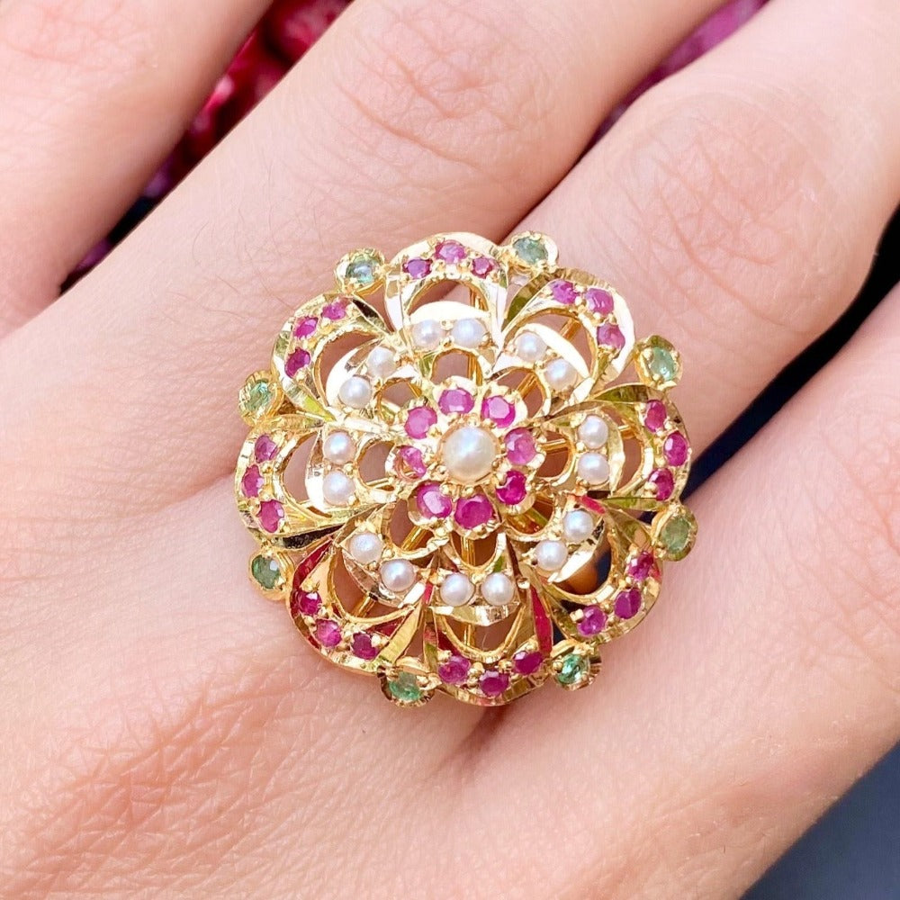 rajputi ladies ring ruby emerald