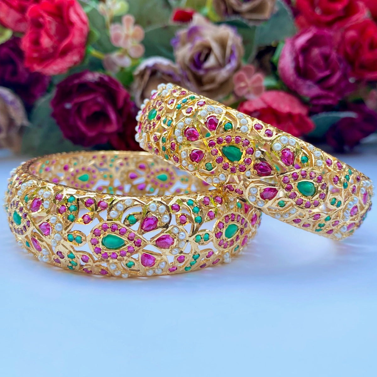 jadau bangles in silver