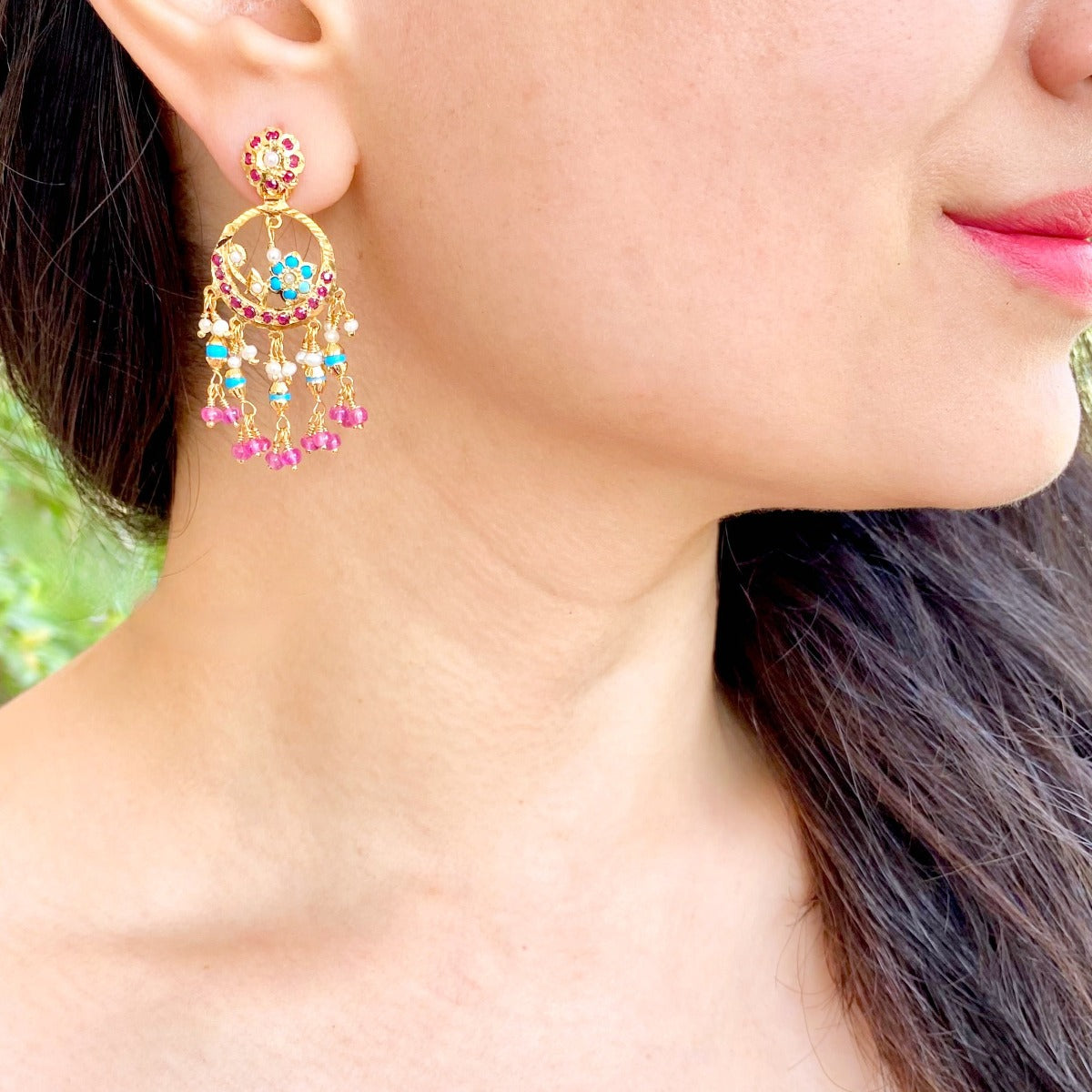 small dainty chandbali earrings design