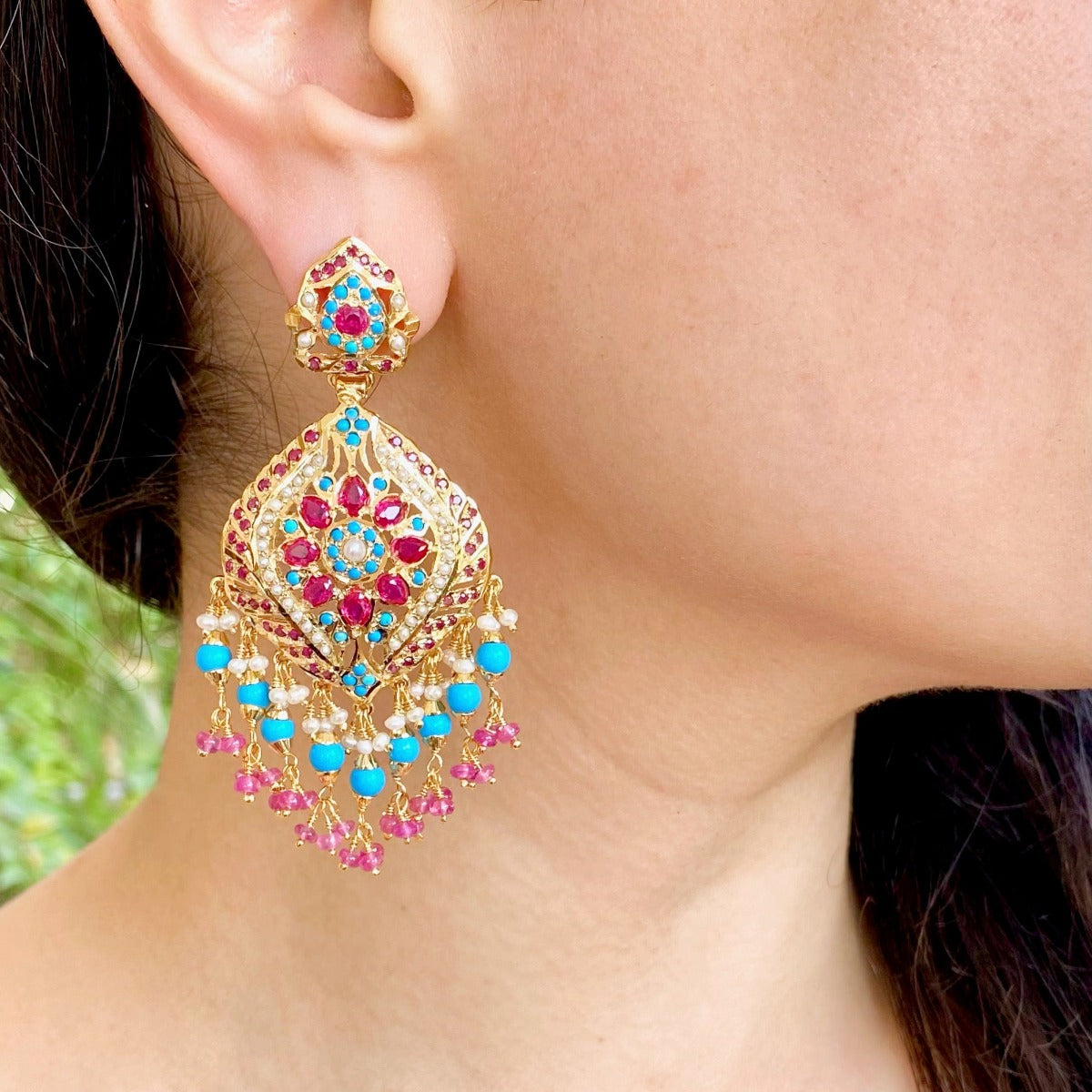 turquoise earrings with ruby