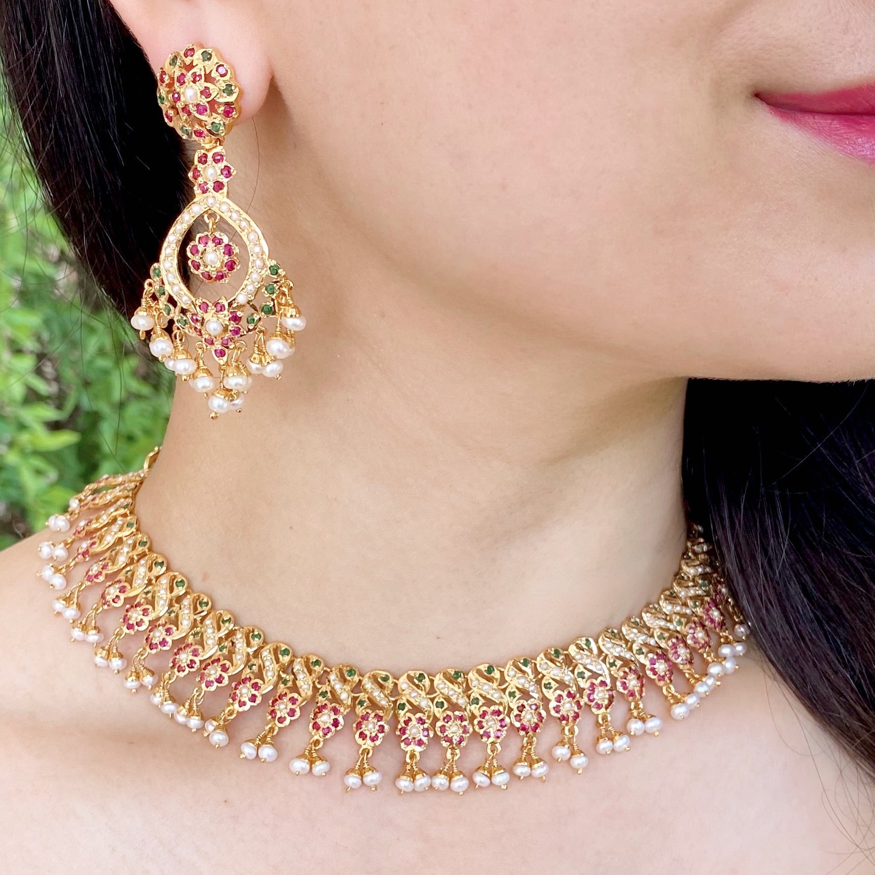 Gold Plated Jadau Set | Sober & Elegant | Sterling Silver NS 220