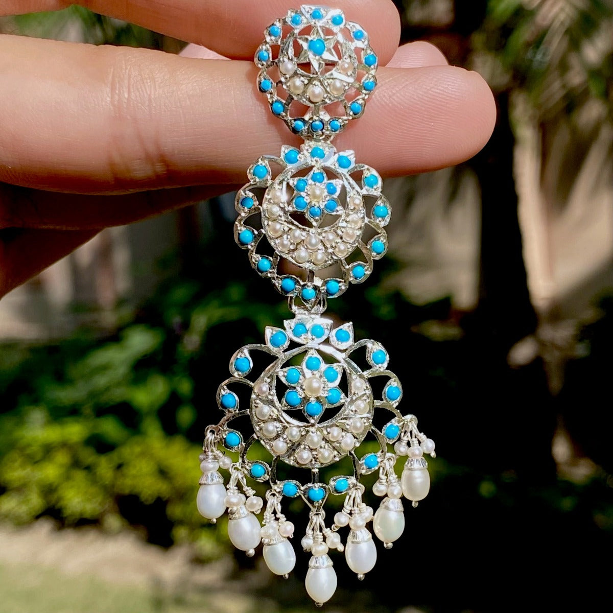 long turquoise danglers