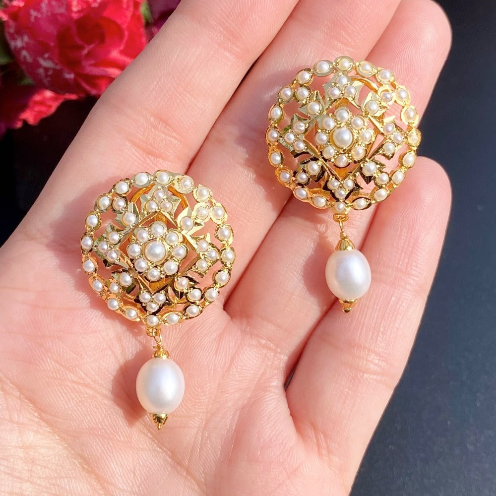 gold plated pearl earrings