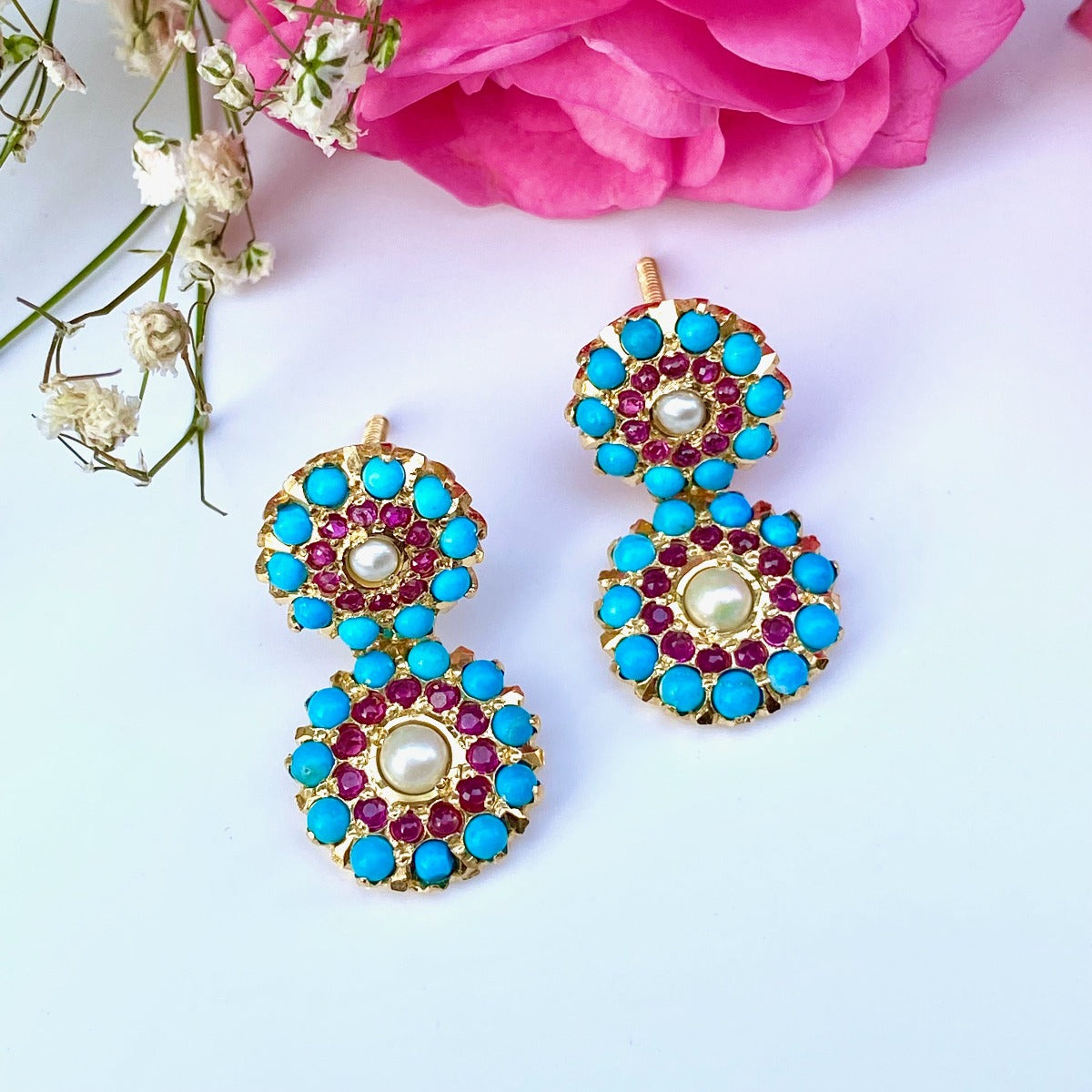 ruby feroza earrings