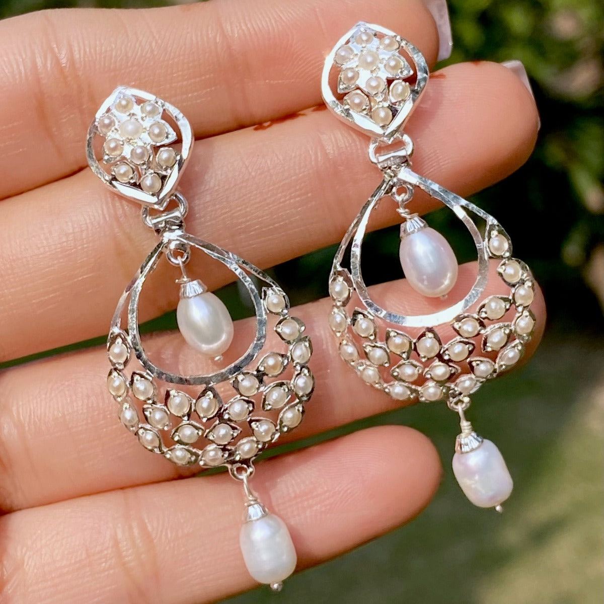 white gold chandbalis