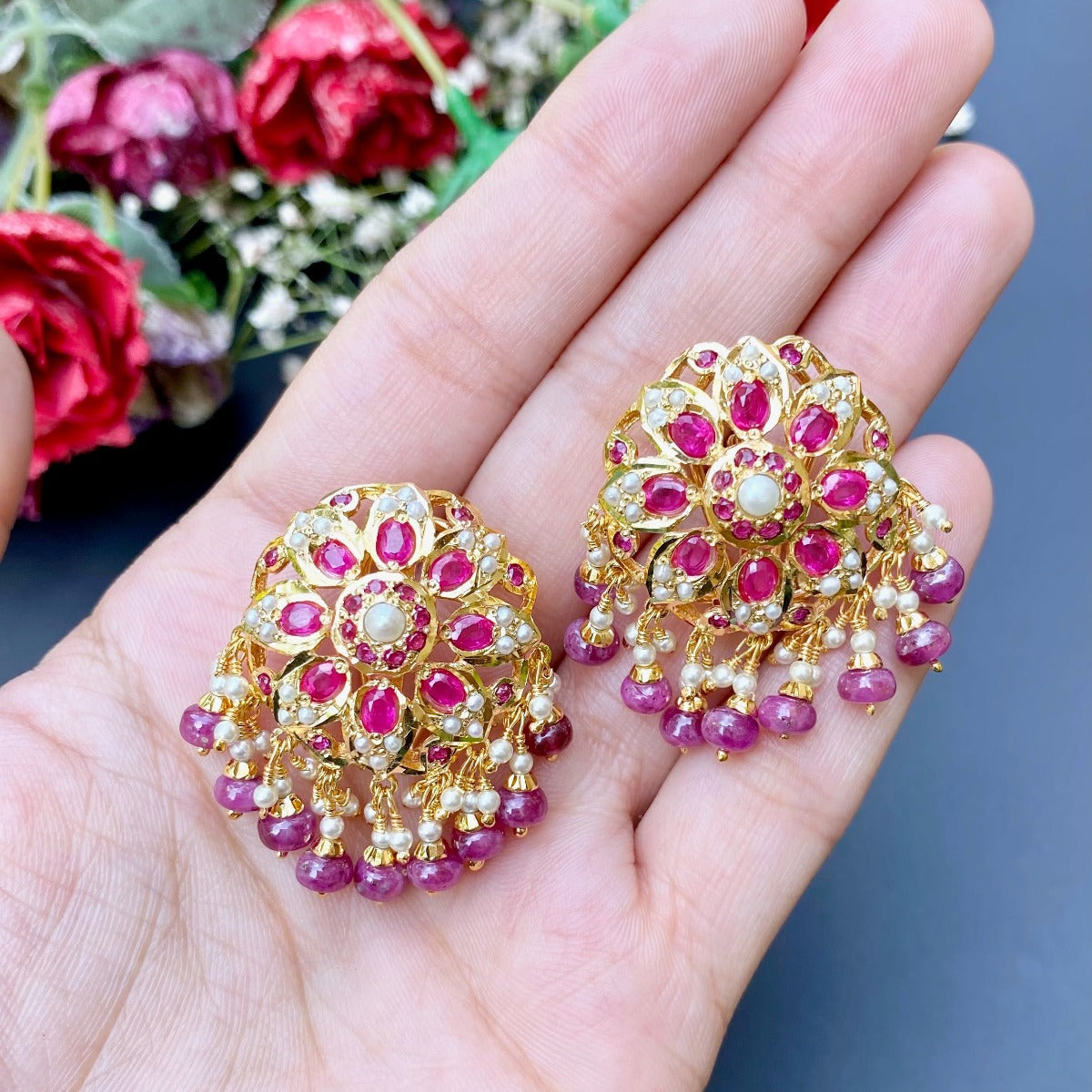 pakistani jadau studs