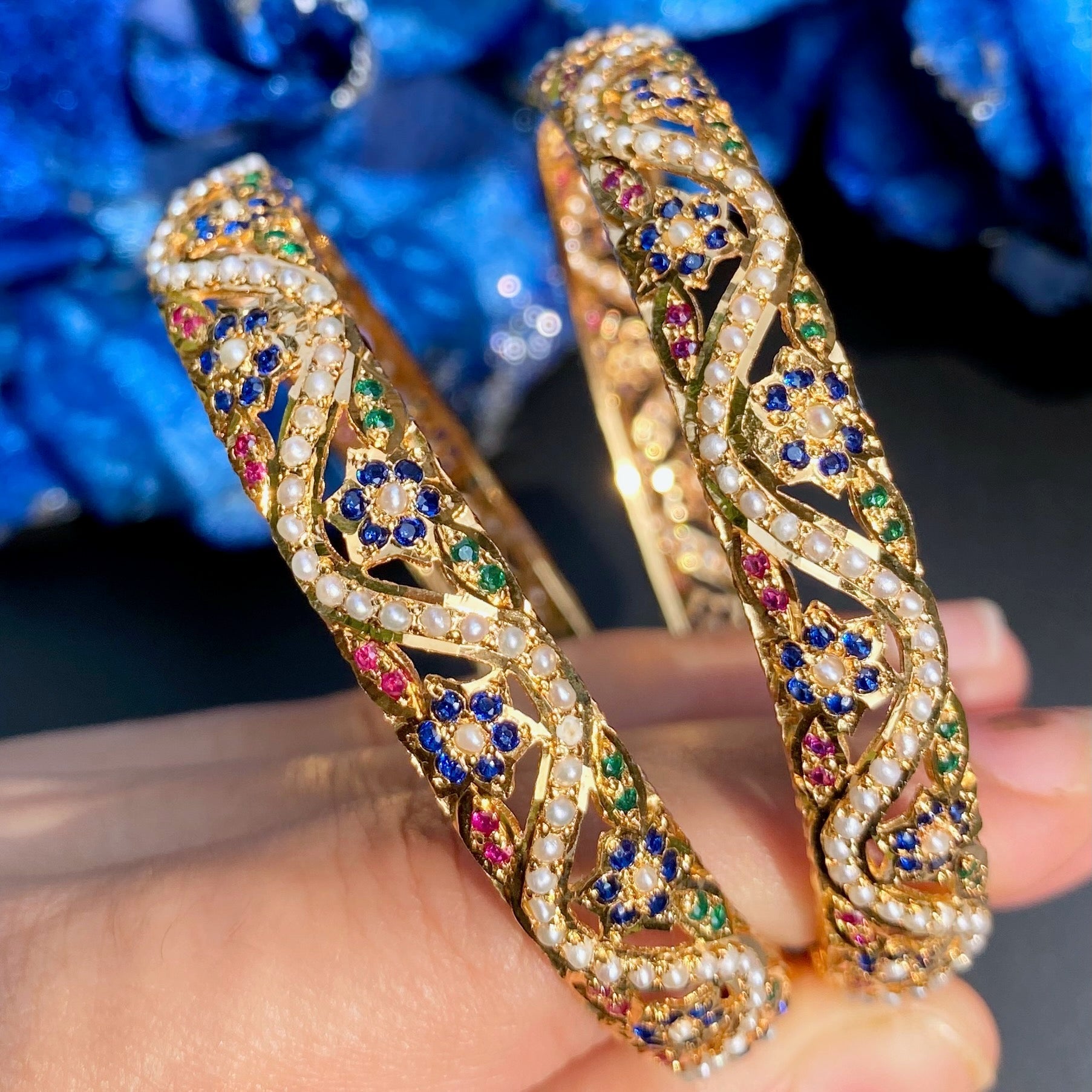 Enchanting Multicoloured Jadau Bangles | Shop Gold Plated Indian Jewelry Online BG 091