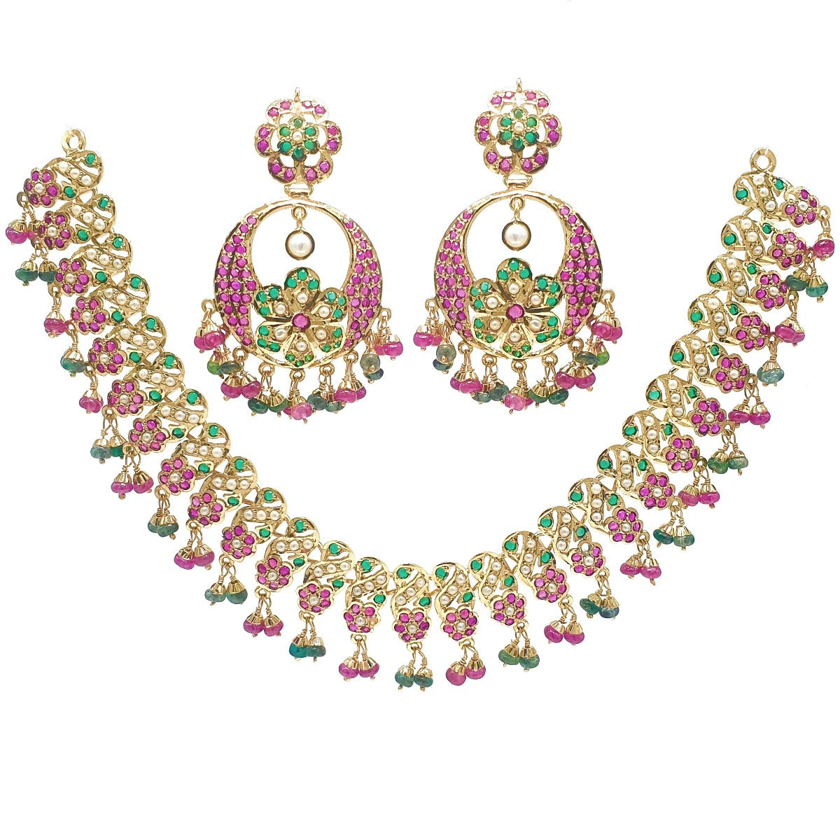 jadau necklace set ruby emerald