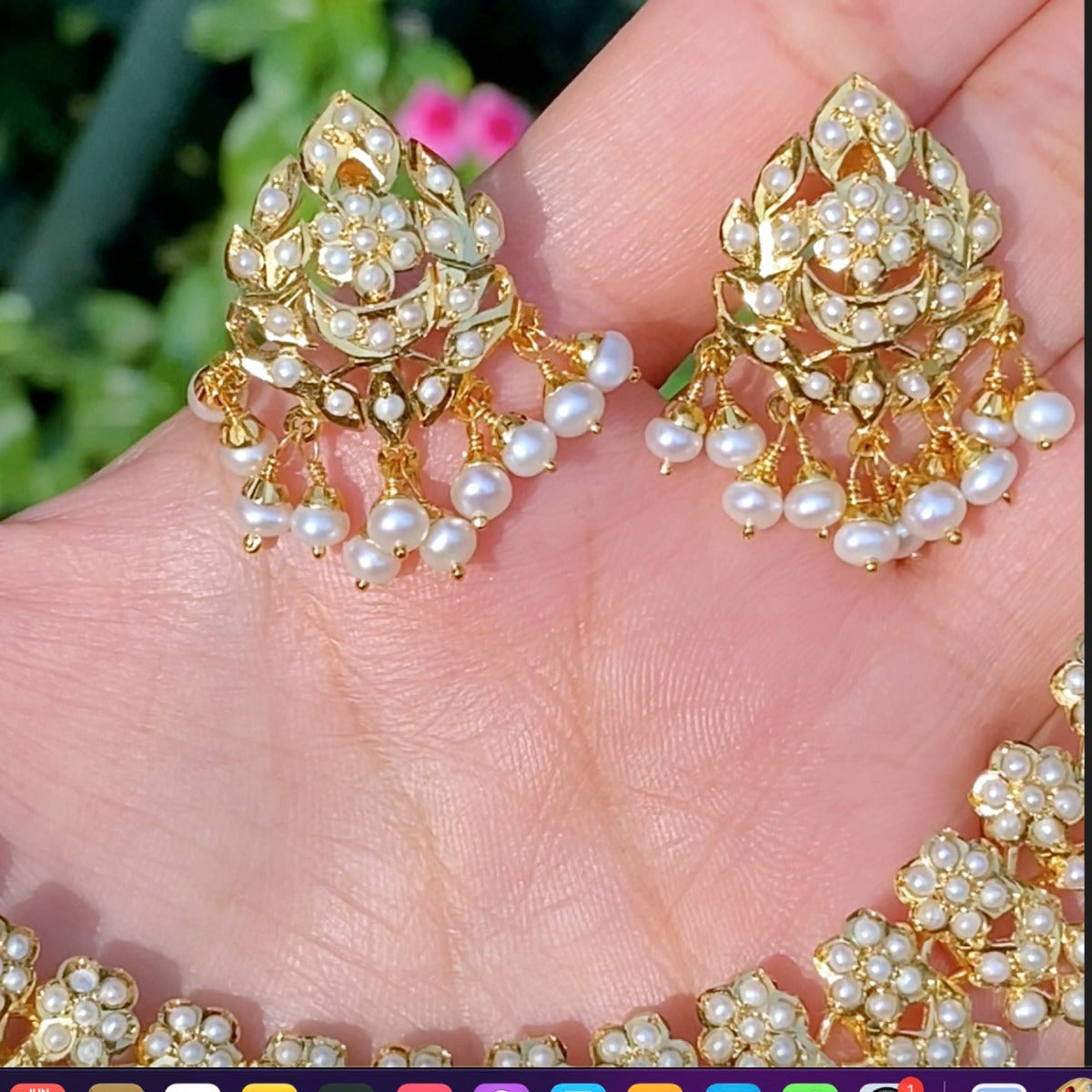 gold plated pearl set